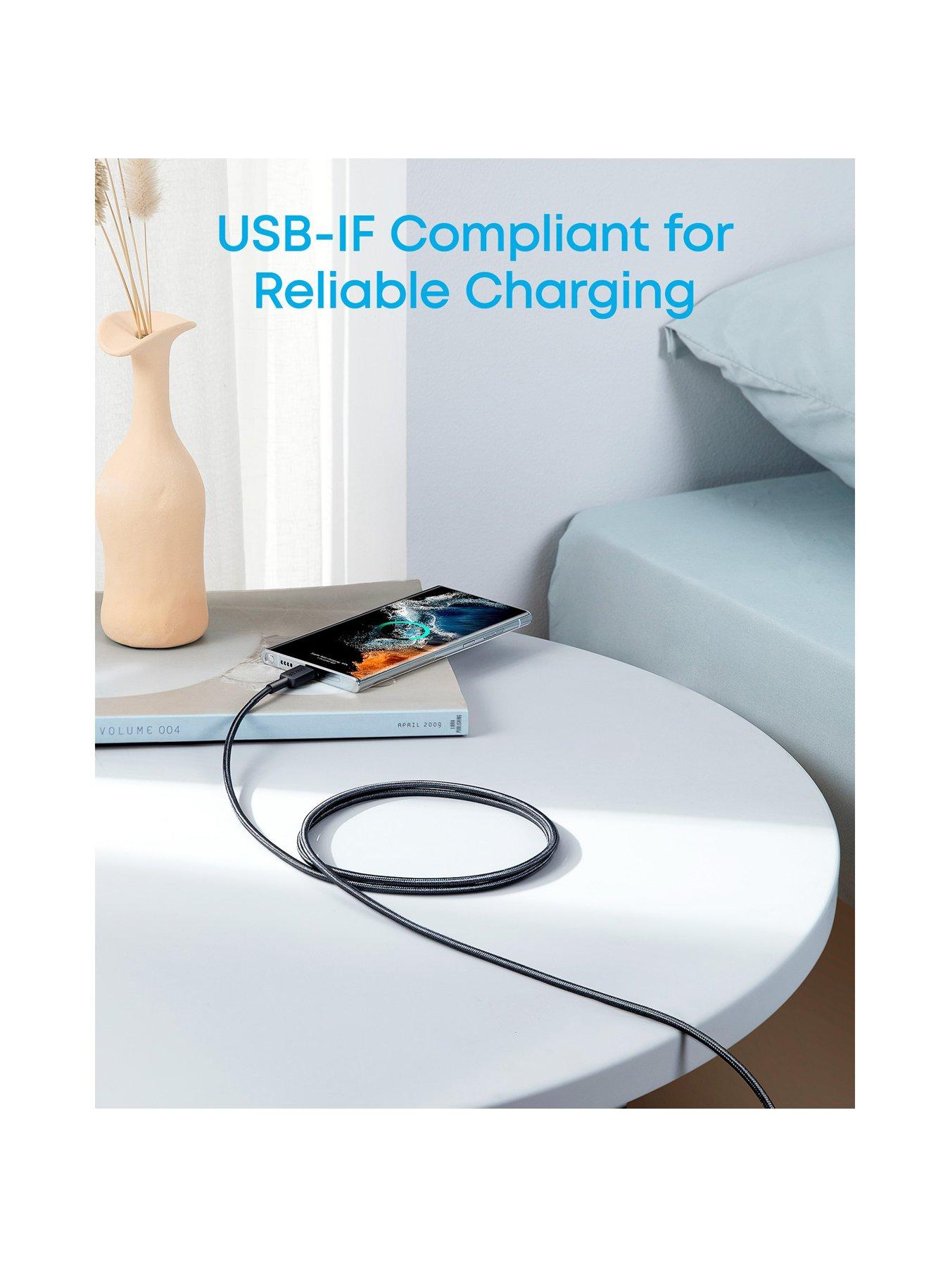 Image 6 of 7 of Anker 322 USB-C to USB-C Cable (3ft Braided) (H)Offline - UN (excluded CN, Europe) Black 1