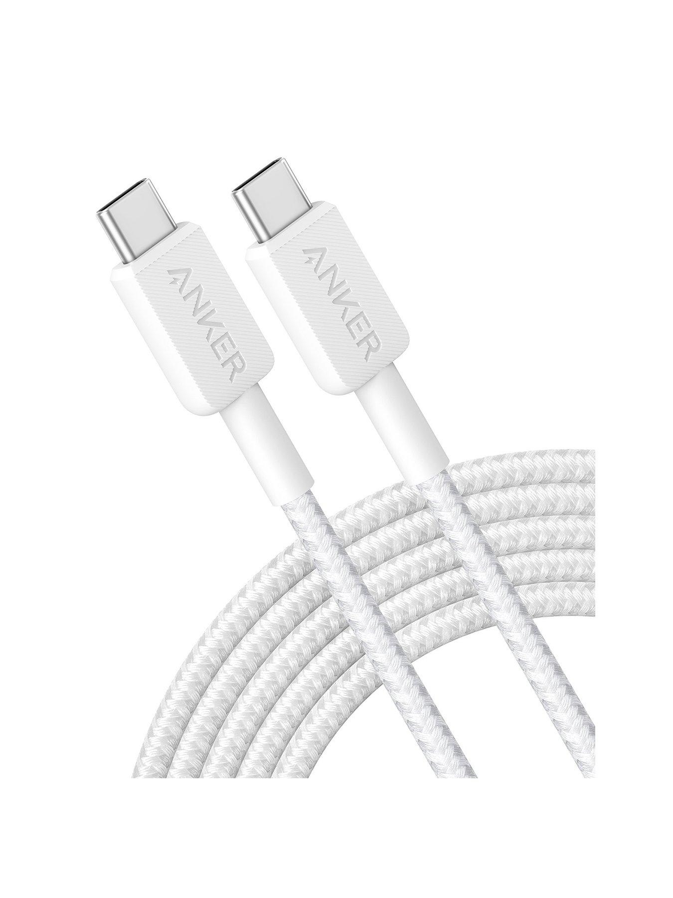 Image 1 of 6 of Anker Braided USB-C to USB-C Charging Cable 3 m, Fast Charging 60W, White