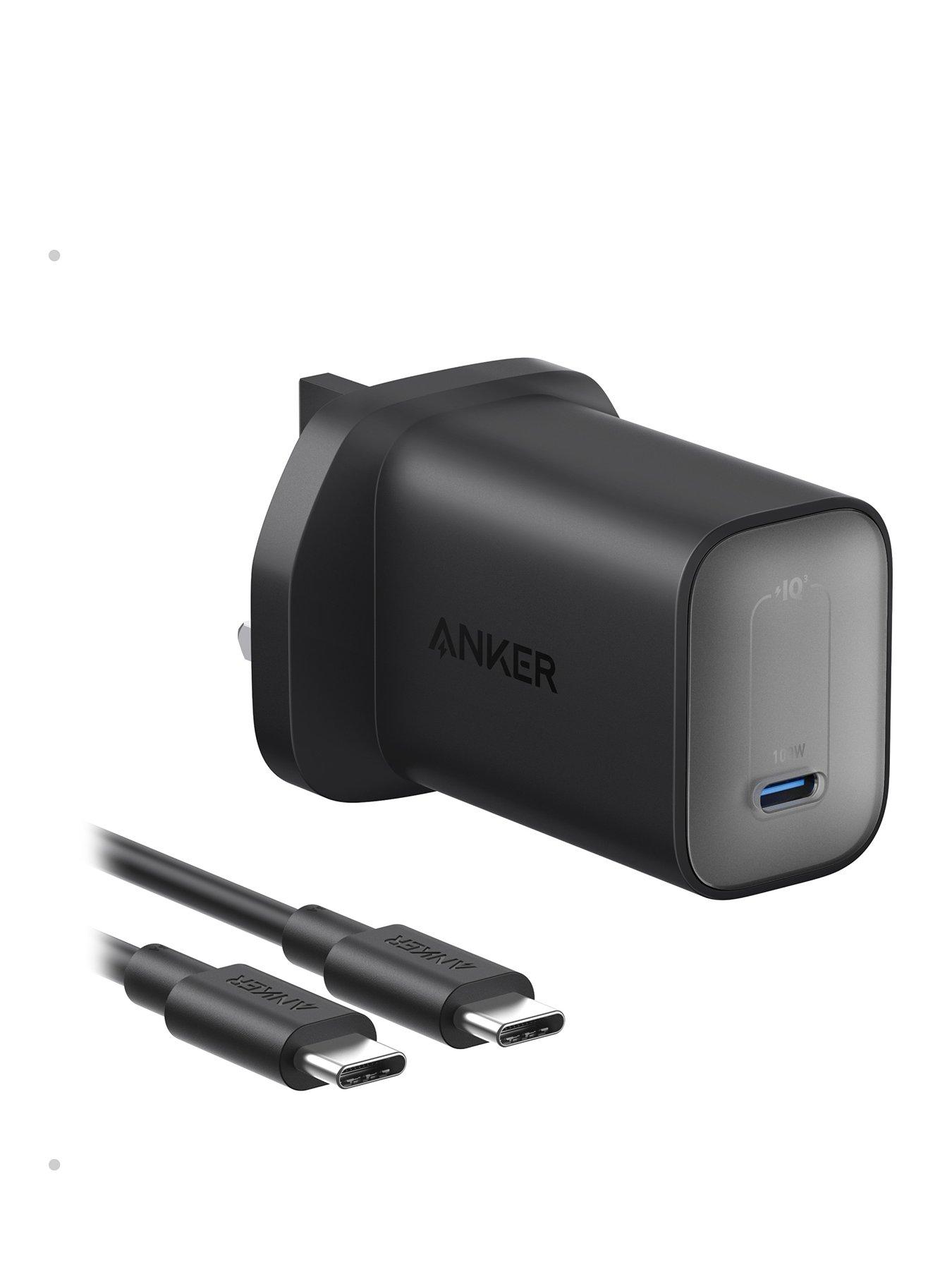 Anker Nano, USB-C GaN Charger, 100W Fast Charging, with USB-C Cable, Black