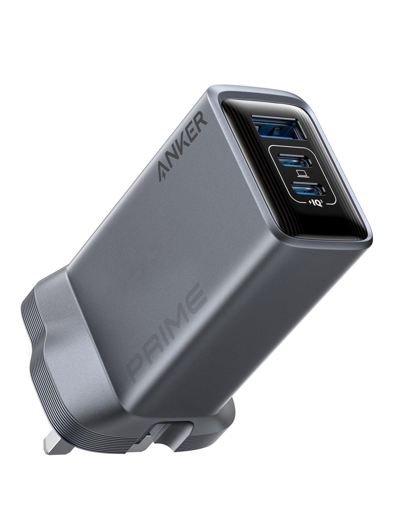 Anker Prime, USB-C 3-Port GaN Charger, 100W Fast Charging, Silver