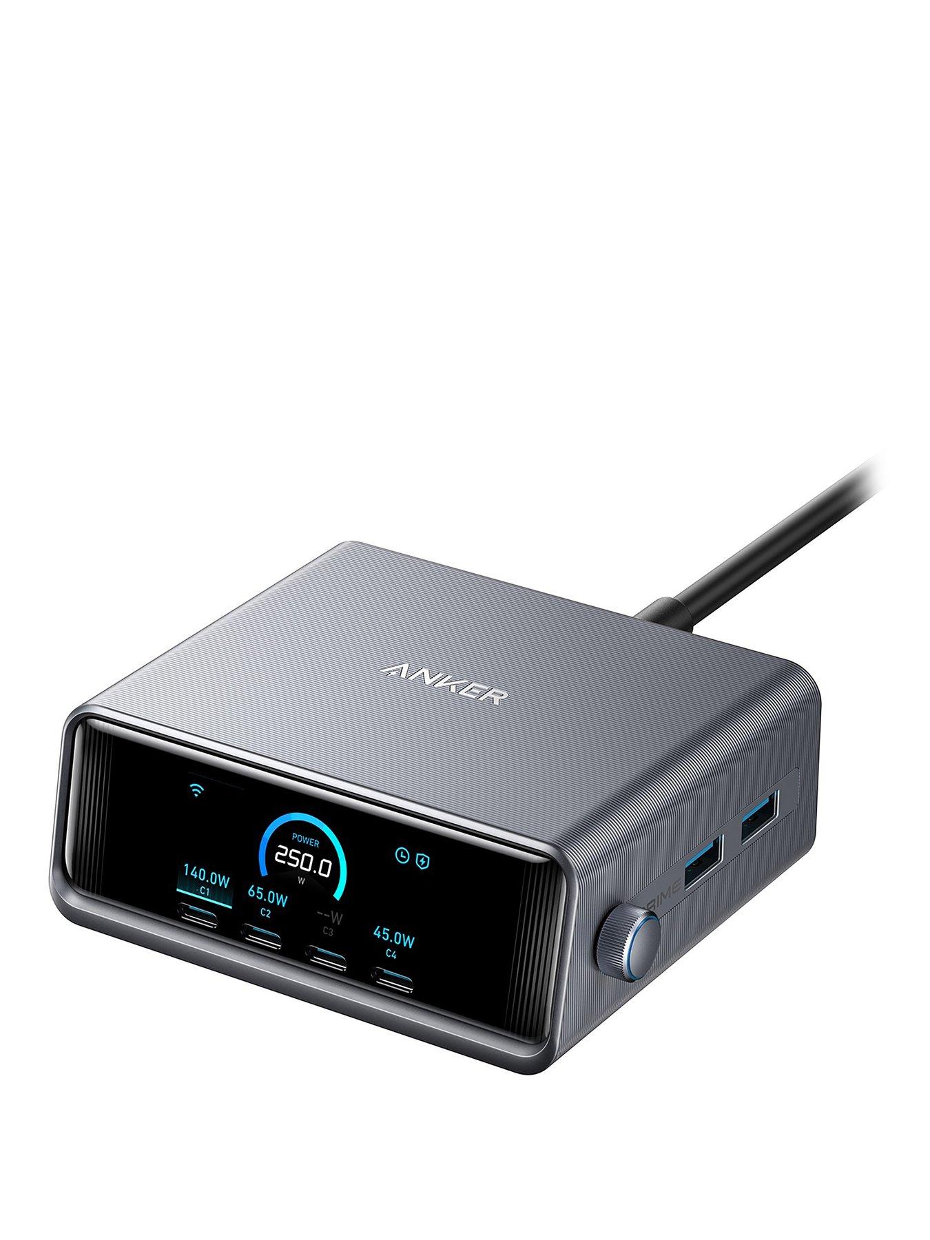 Anker Prime, USB-C 6-Port GaN Charging Station, 250W Super Fast Charging, Silver