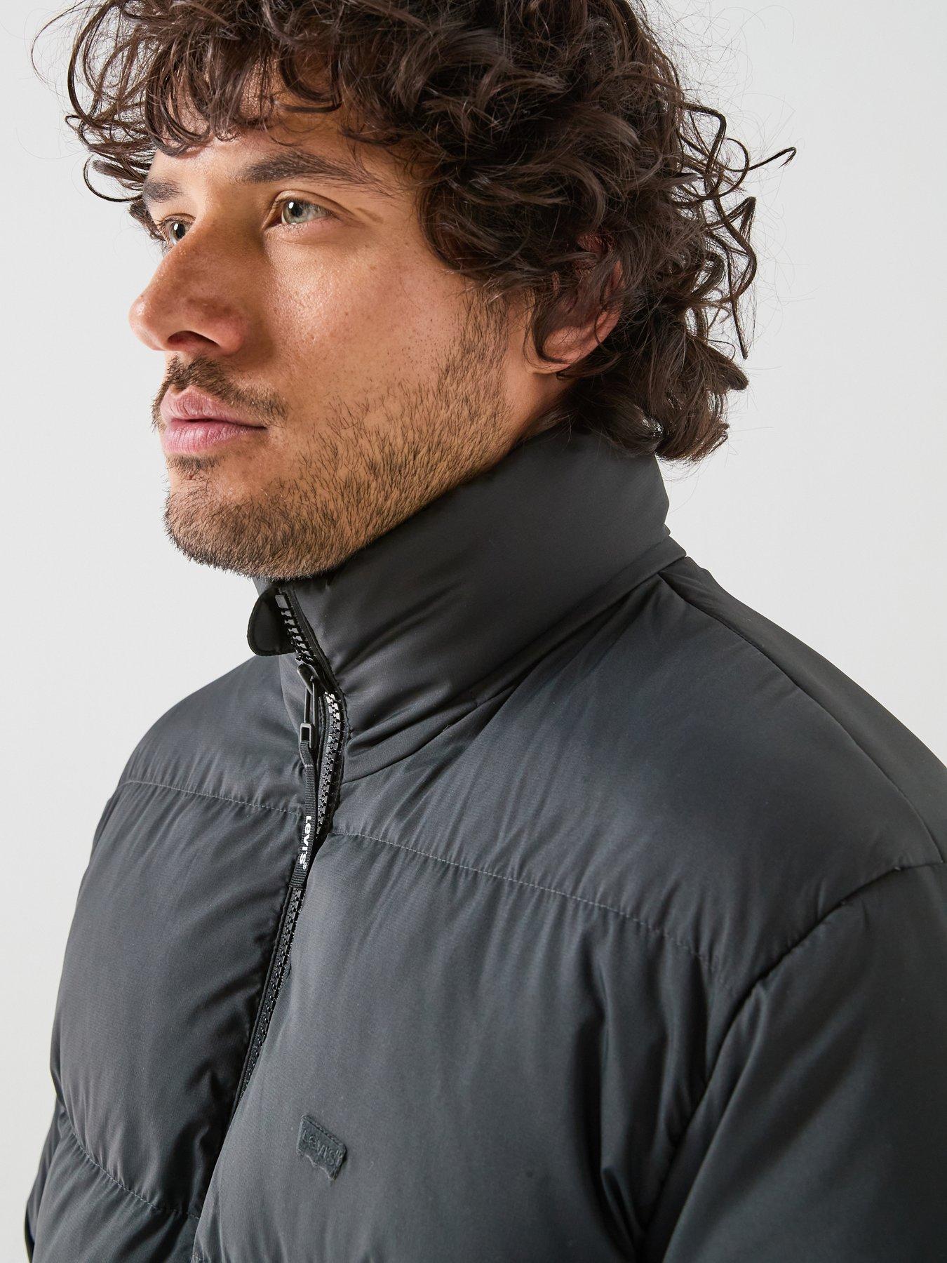 Image 6 of 6 of Levi's Mens Hooded Padded High Neck Coat - Black