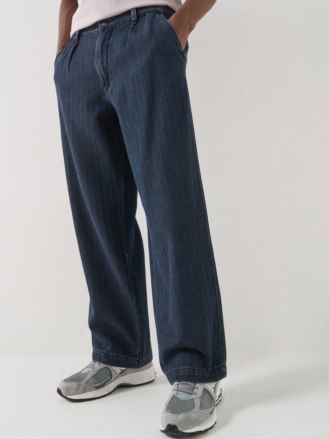 Levi's Baggy Fit Herringbone Pleated Chino Trousers - Navy