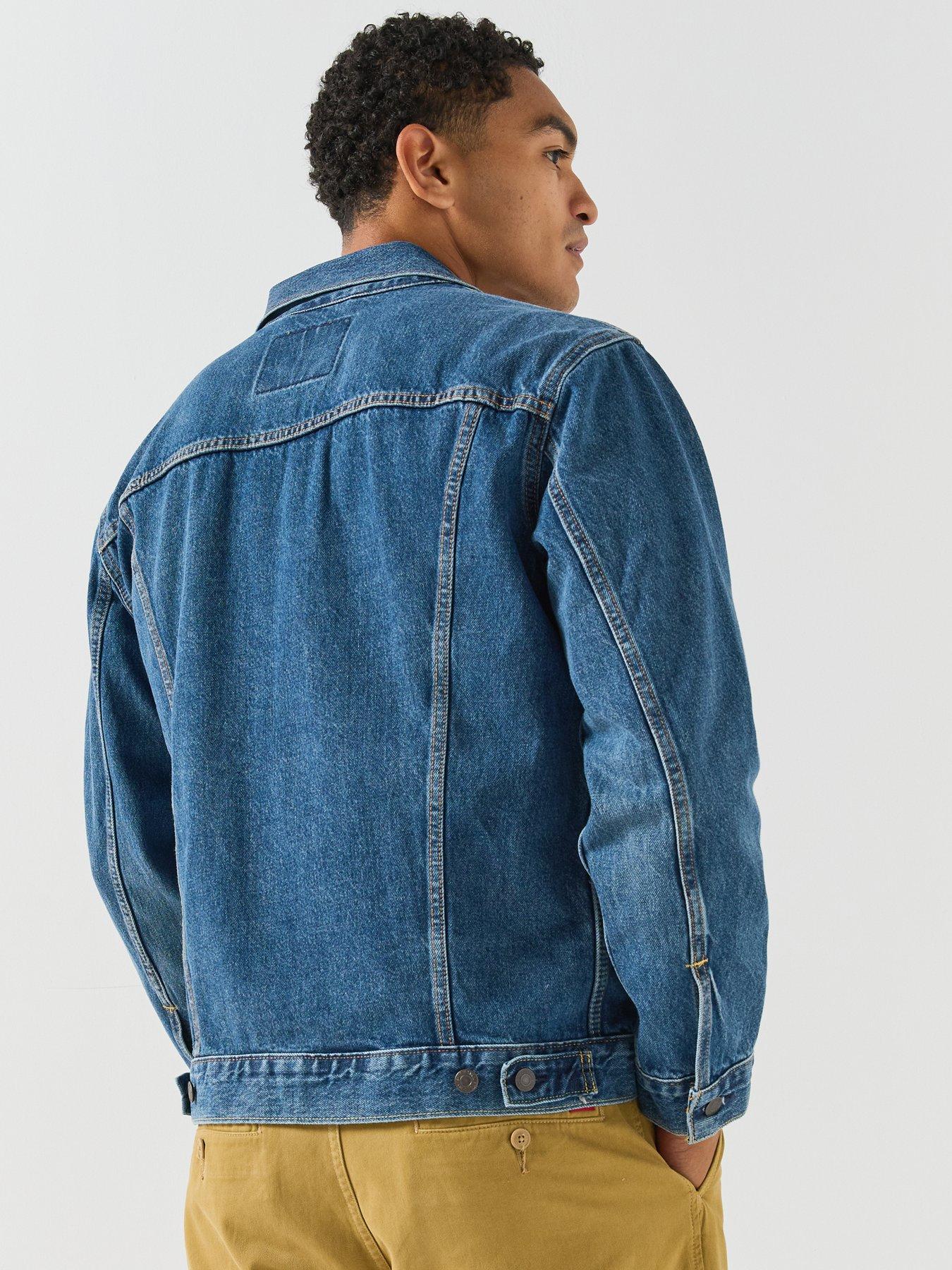 Image 2 of 6 of Levi's Mens Relaxed Fit Cotton Denim Trucker Jacket - Dark Blue