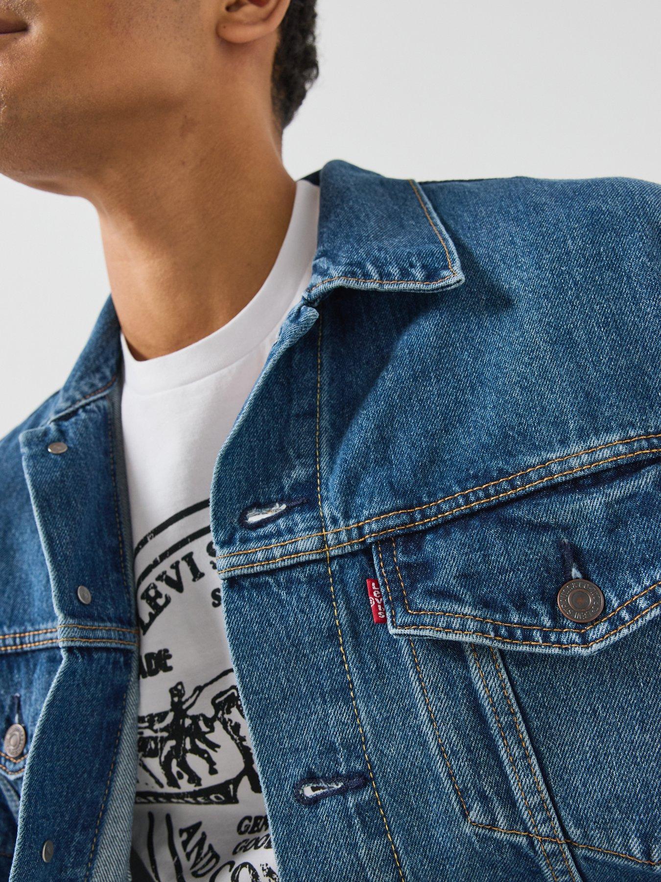 Image 4 of 6 of Levi's Mens Relaxed Fit Cotton Denim Trucker Jacket - Dark Blue