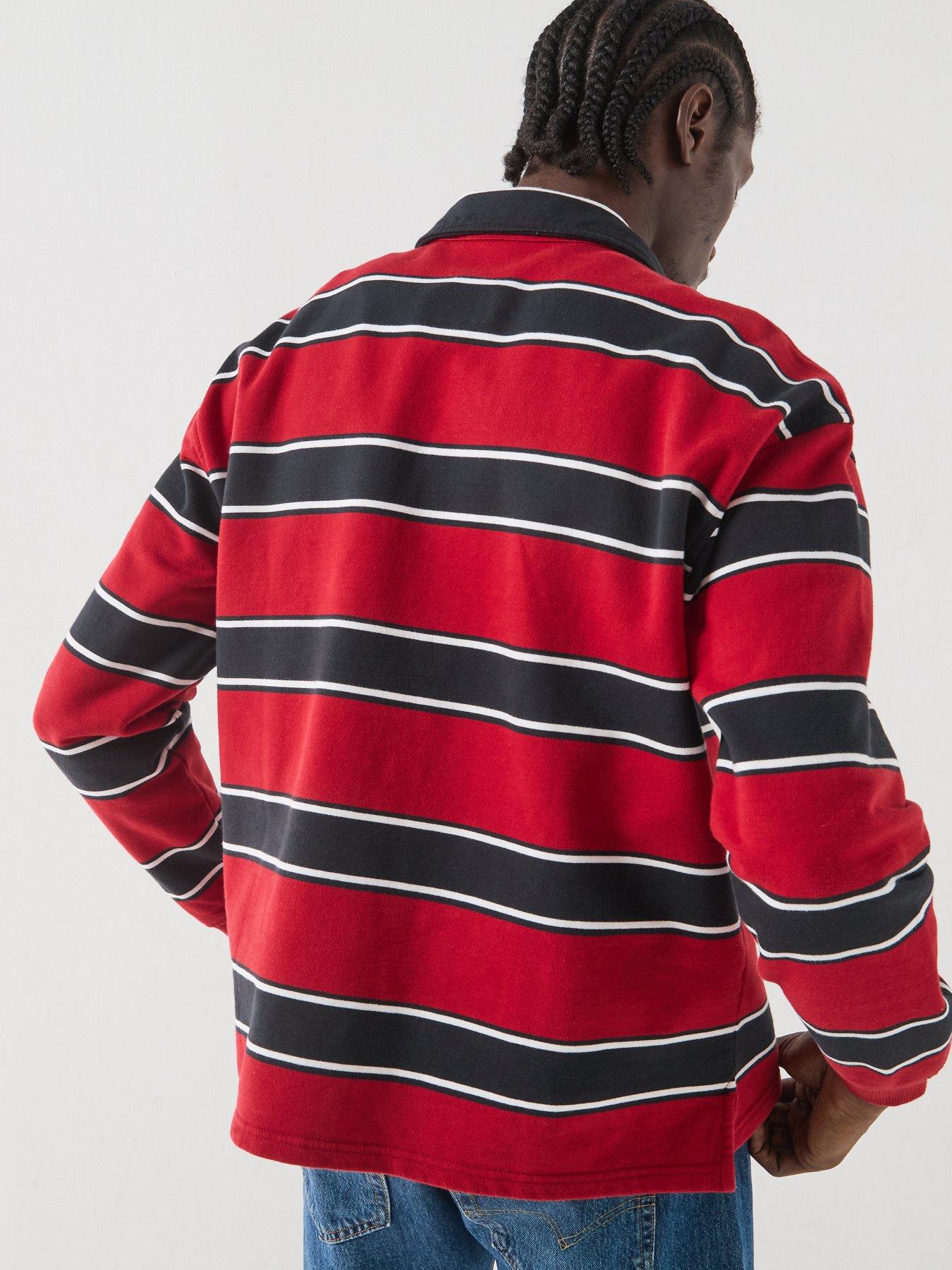 Image 2 of 5 of Levi's Cameron Stripe 1/4 Zip Sweatshirt - Red