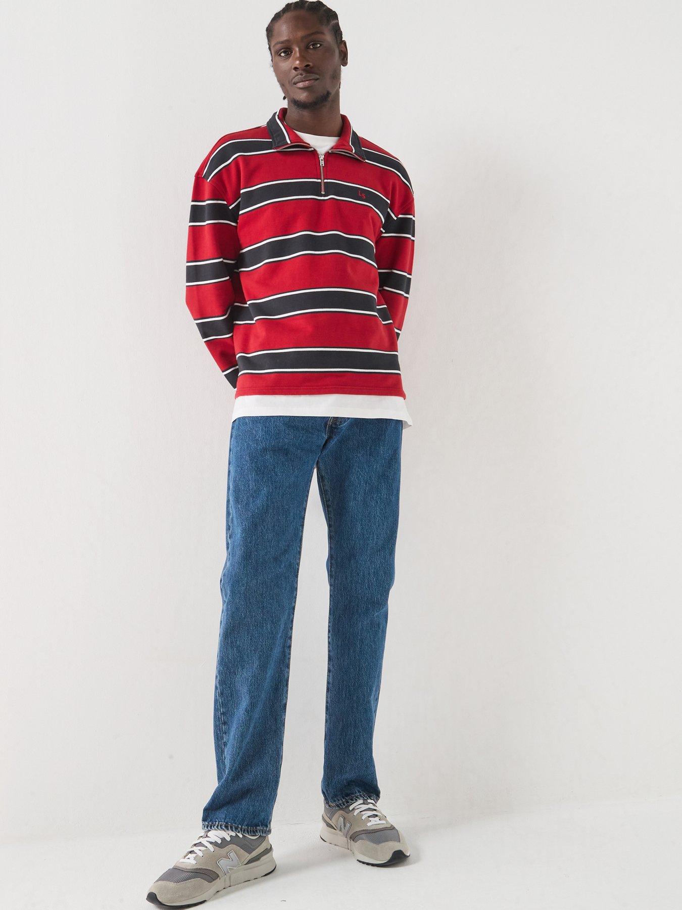 Image 3 of 5 of Levi's Cameron Stripe 1/4 Zip Sweatshirt - Red