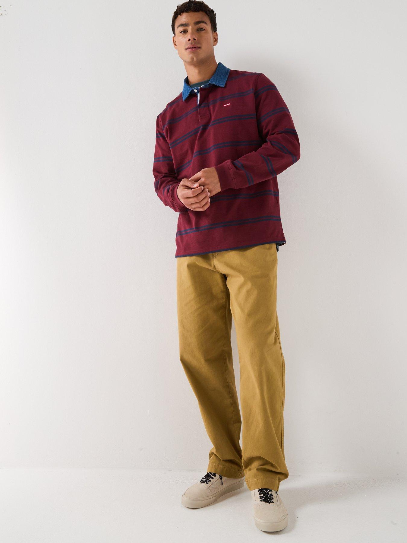 Image 3 of 6 of Levi's Classic Stripe Rugby Long Sleeve Polo Shirt - Red