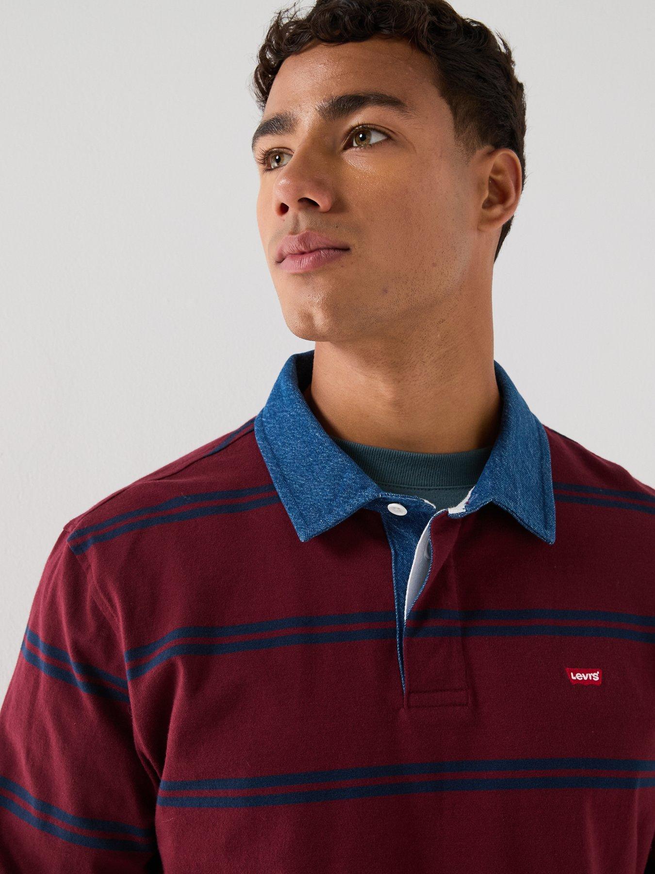 Image 4 of 6 of Levi's Classic Stripe Rugby Long Sleeve Polo Shirt - Red