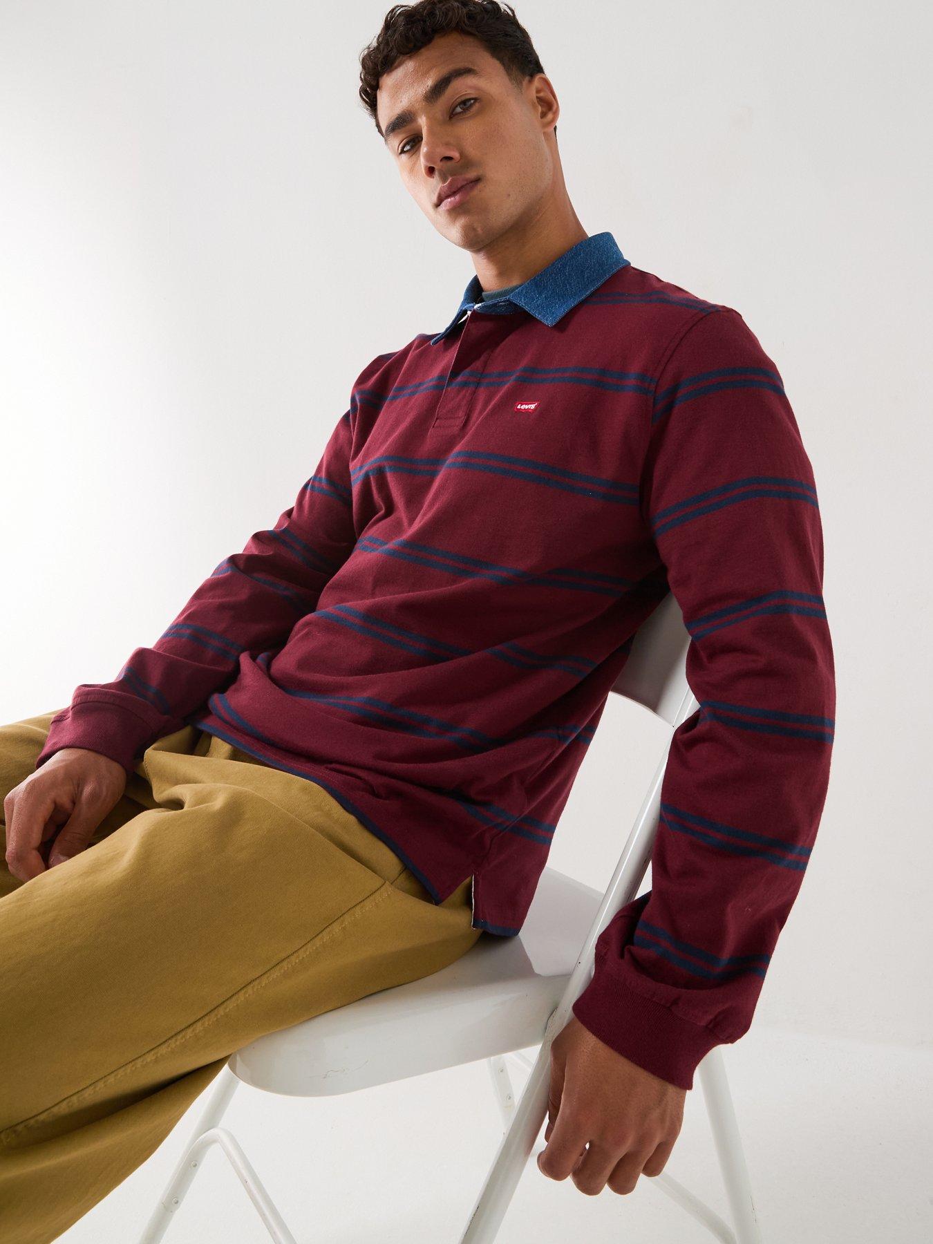 Image 5 of 6 of Levi's Classic Stripe Rugby Long Sleeve Polo Shirt - Red