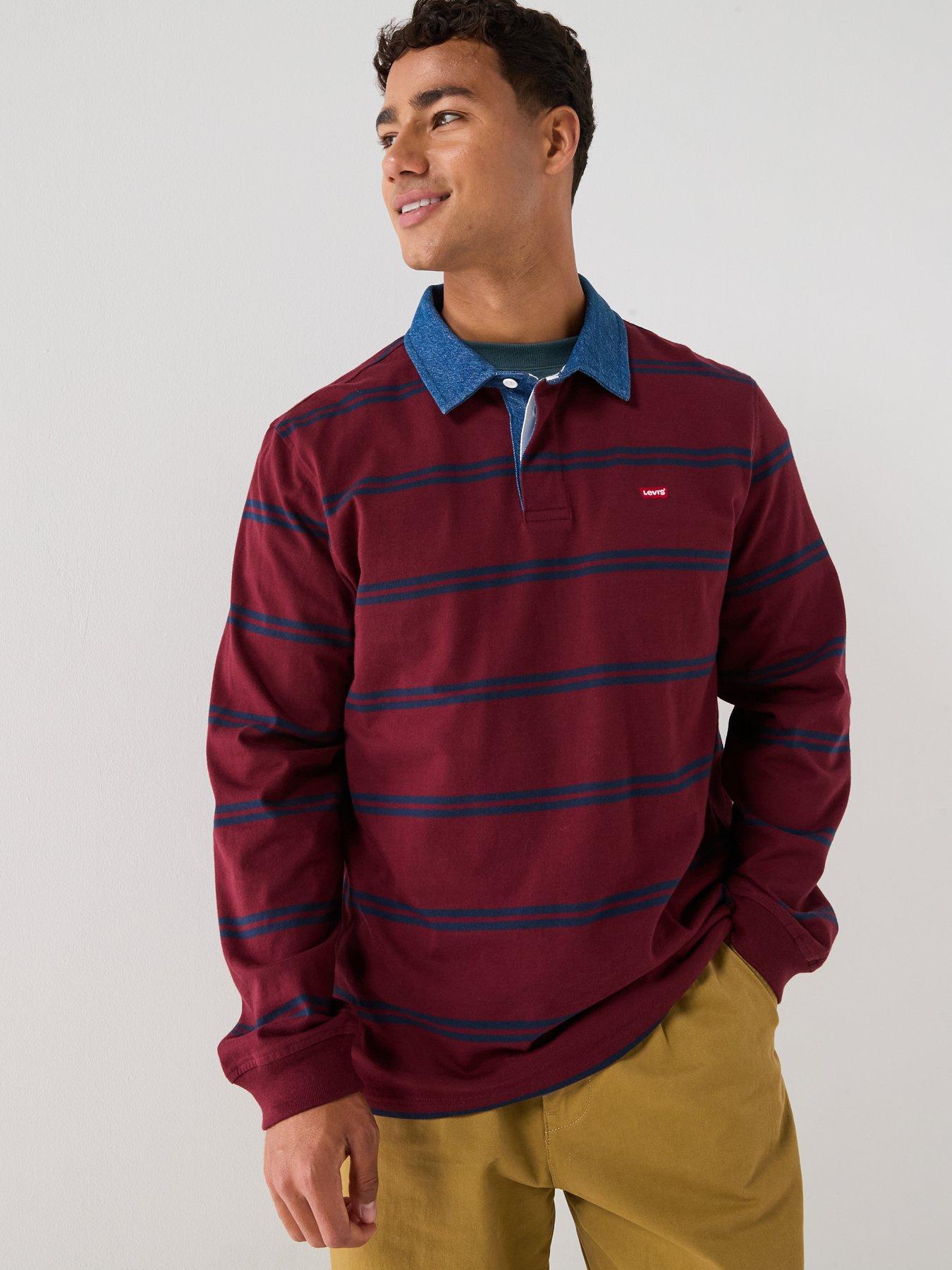 Image 6 of 6 of Levi's Classic Stripe Rugby Long Sleeve Polo Shirt - Red