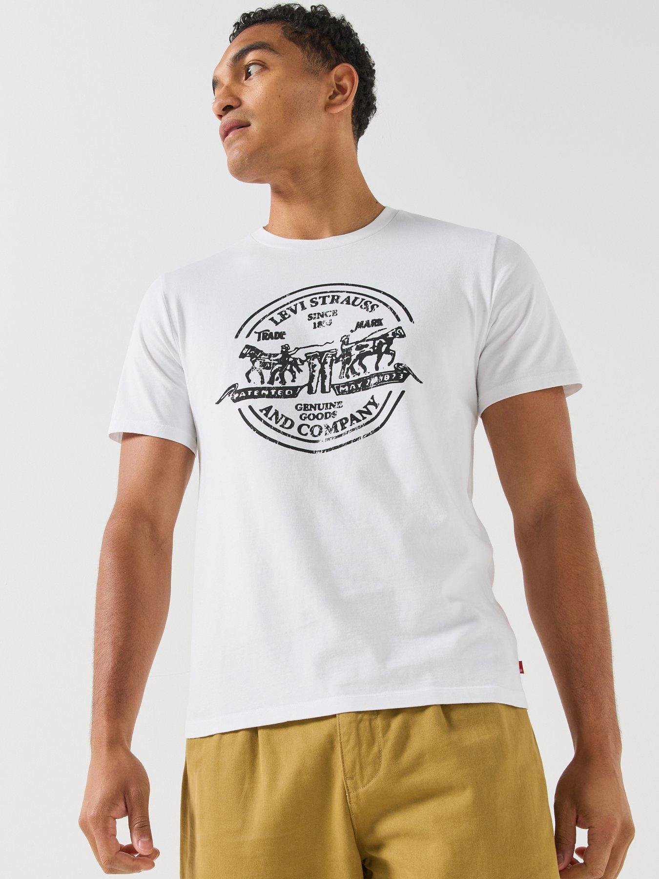 Image 1 of 6 of Levi's Mens Graphic Crew Neck Cotton T-Shirt - White