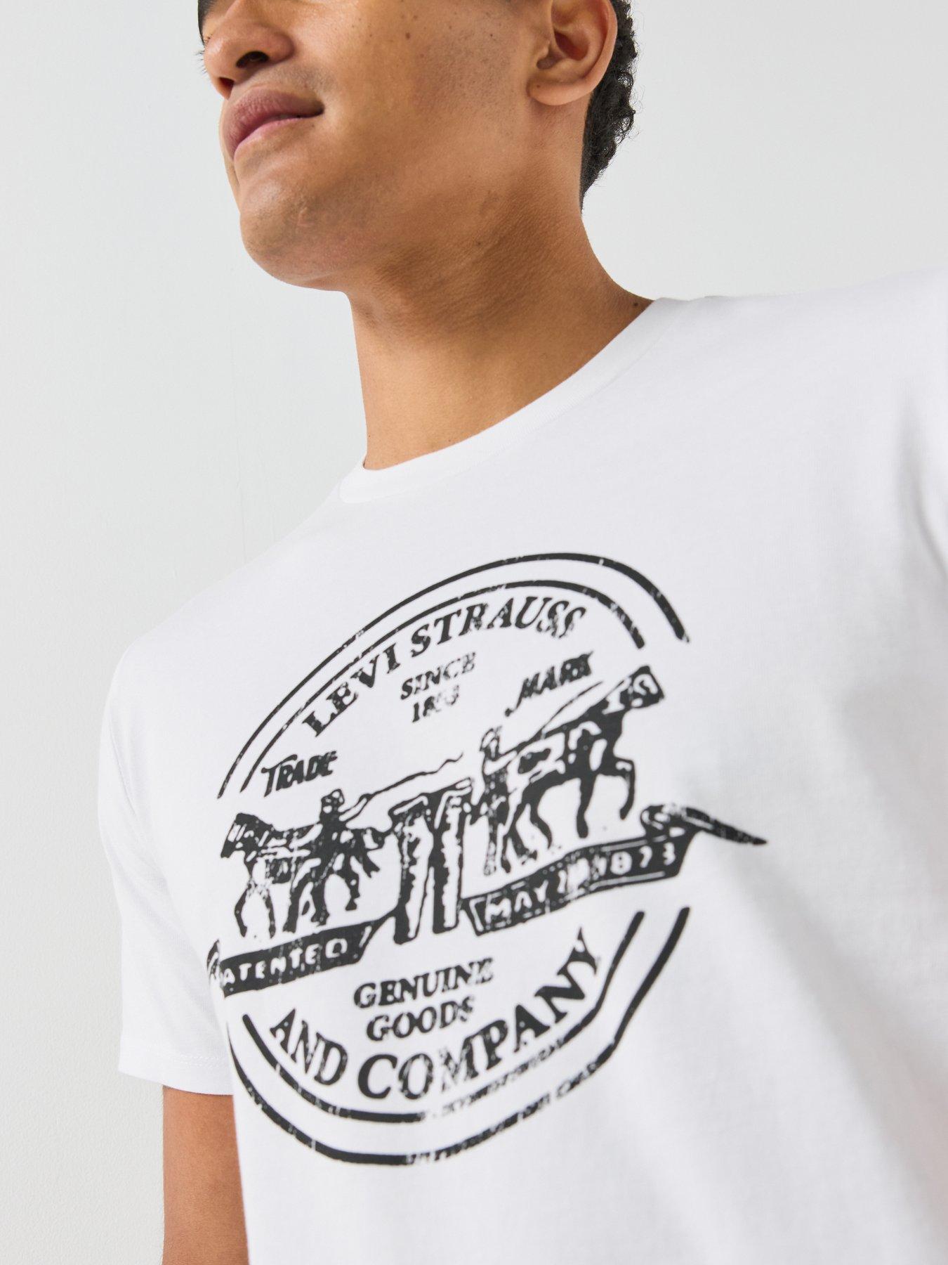 Image 4 of 6 of Levi's Mens Graphic Crew Neck Cotton T-Shirt - White