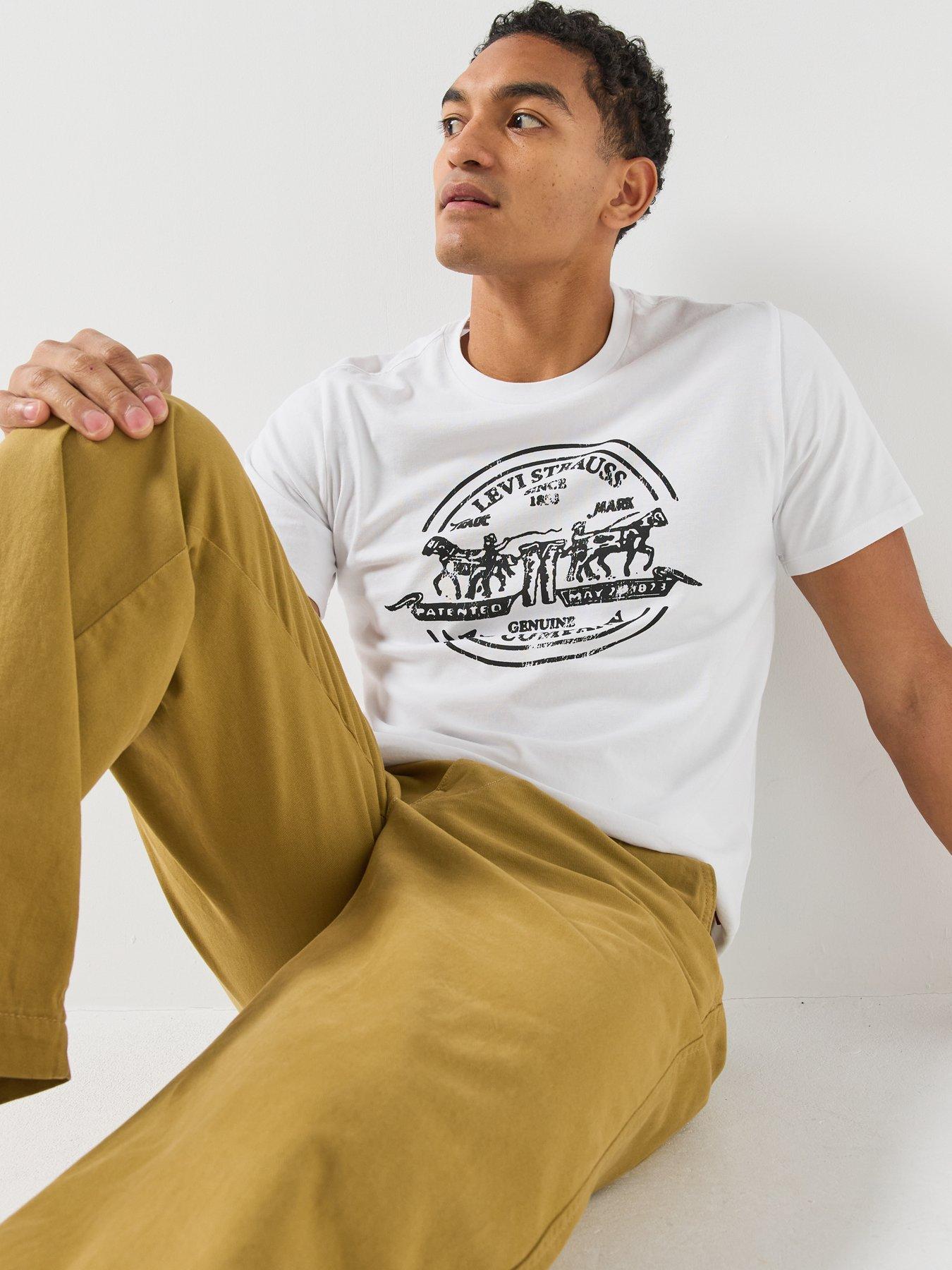 Image 5 of 6 of Levi's Mens Graphic Crew Neck Cotton T-Shirt - White