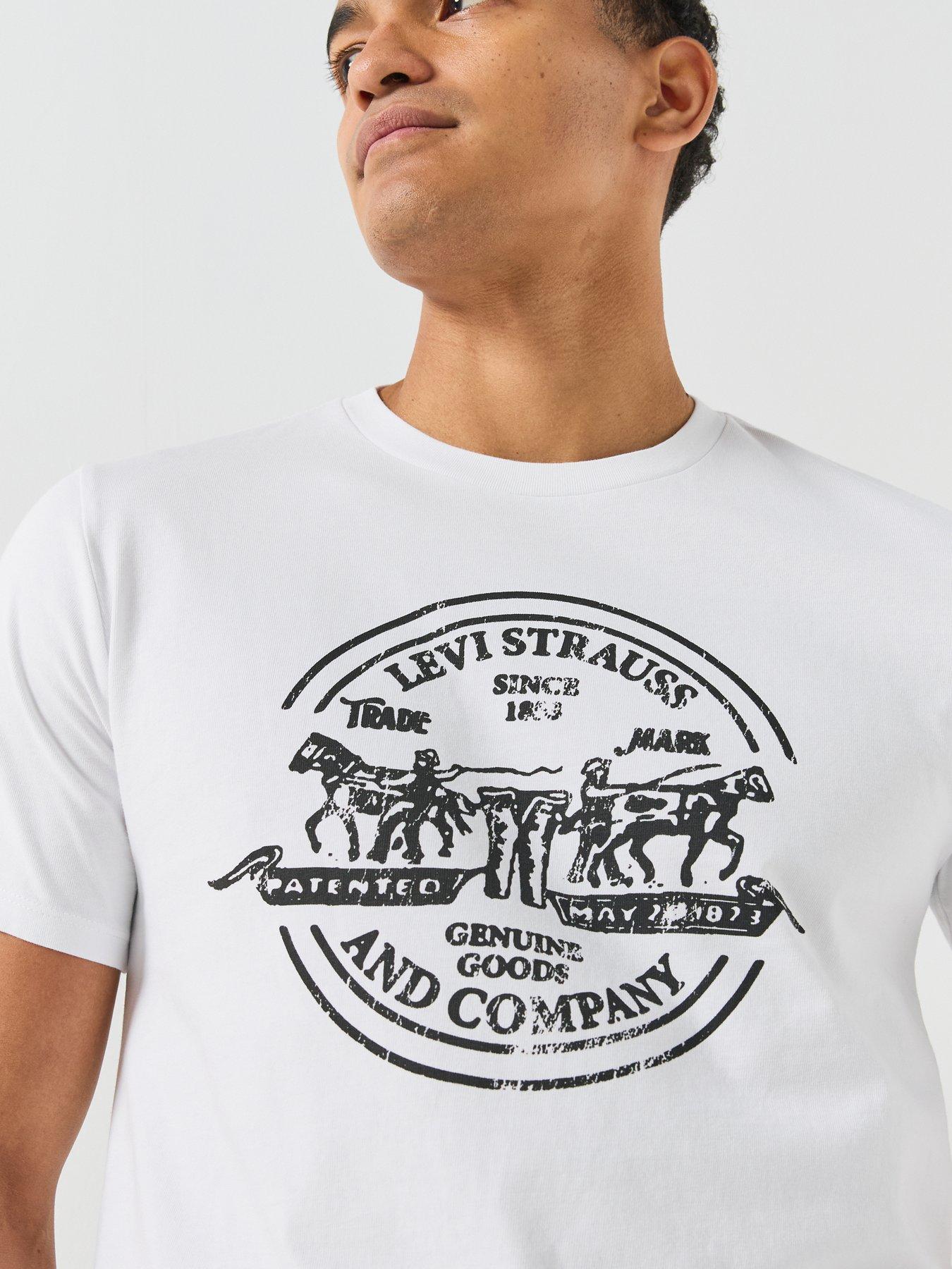 Image 6 of 6 of Levi's Mens Graphic Crew Neck Cotton T-Shirt - White