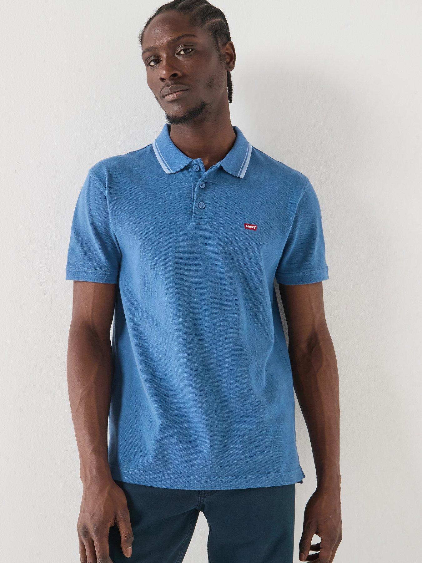 Levi's Tipped Housemark Short Sleeve Polo Shirt - Light Blue