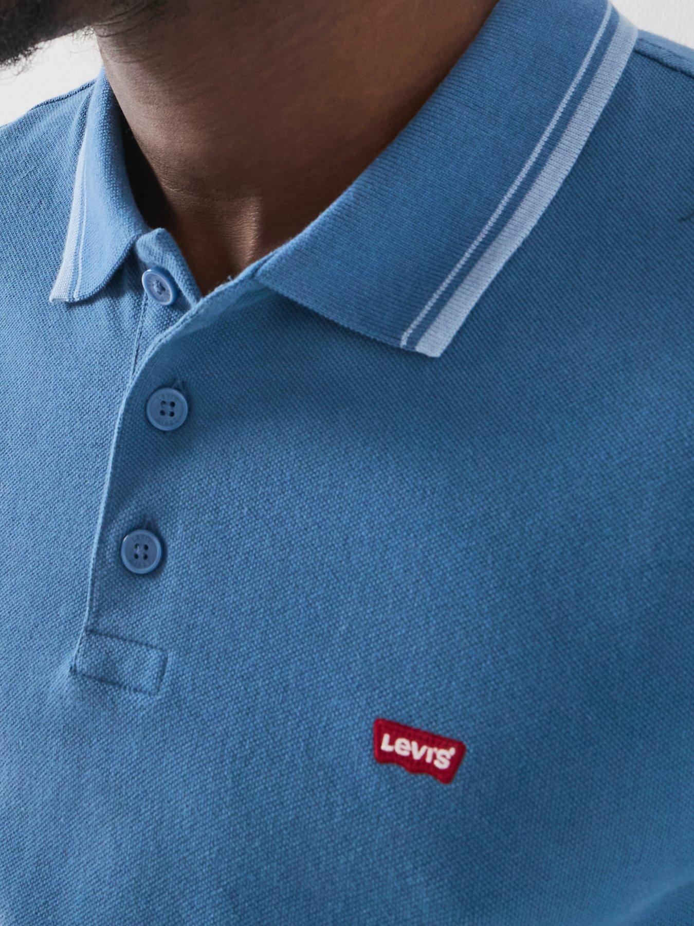 Image 4 of 5 of Levi's Tipped Housemark Short Sleeve Polo Shirt - Light Blue