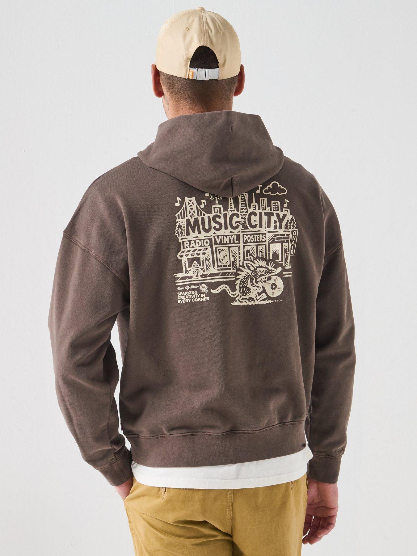 Levi's Men's Music City Vinyl Back Graphic Hoodie - Brown