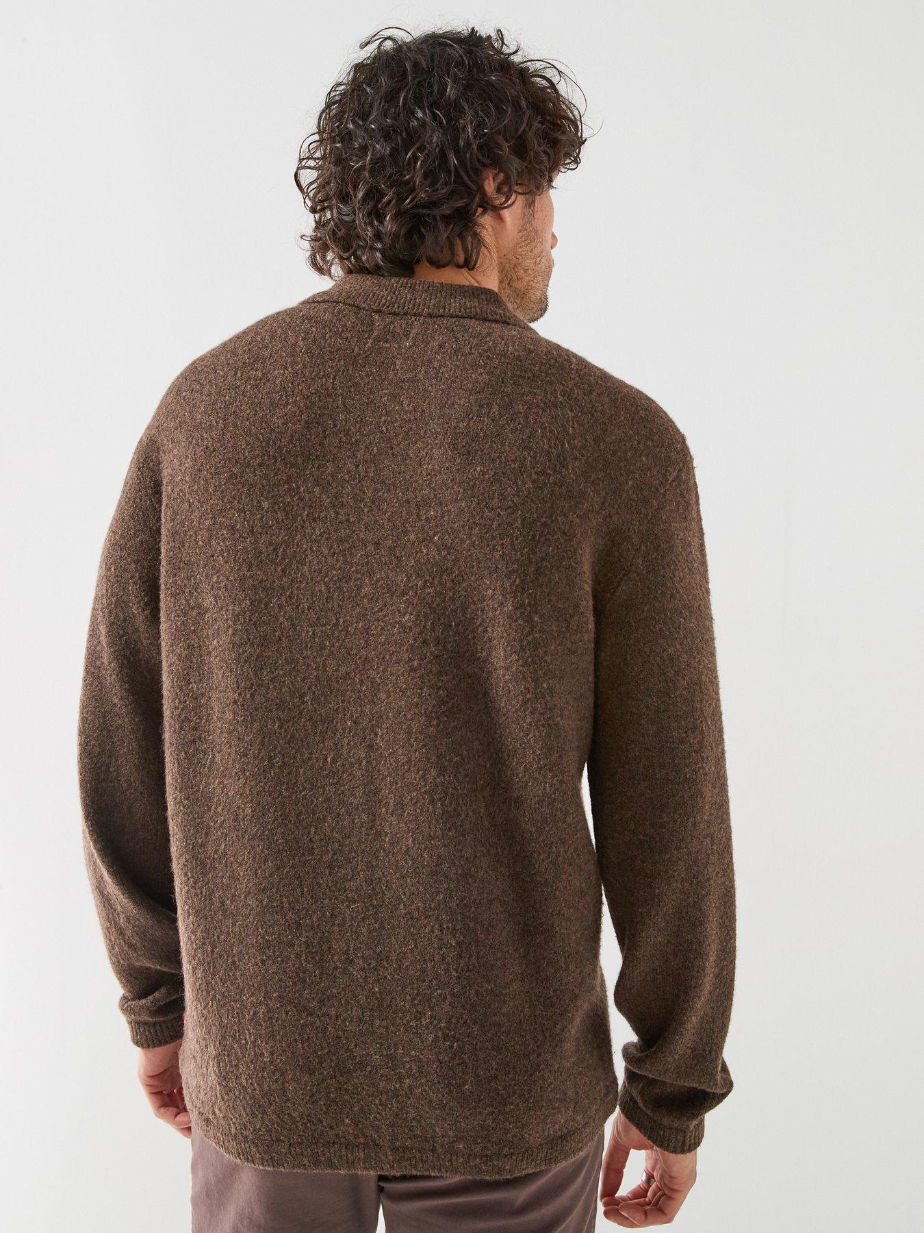 Image 2 of 6 of Levi's Mens Boulder Collared 1/4 Zip Wool Blend Jumper - Brown