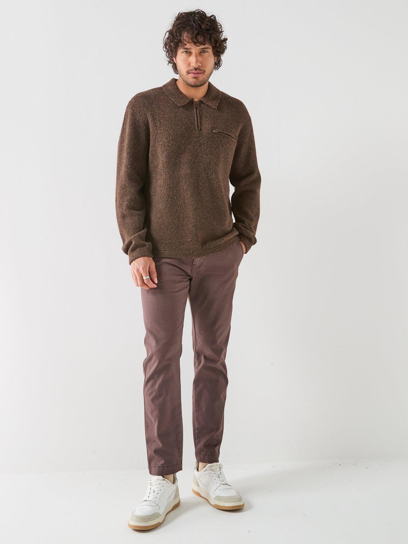 Image 3 of 6 of Levi's Mens Boulder Collared 1/4 Zip Wool Blend Jumper - Brown