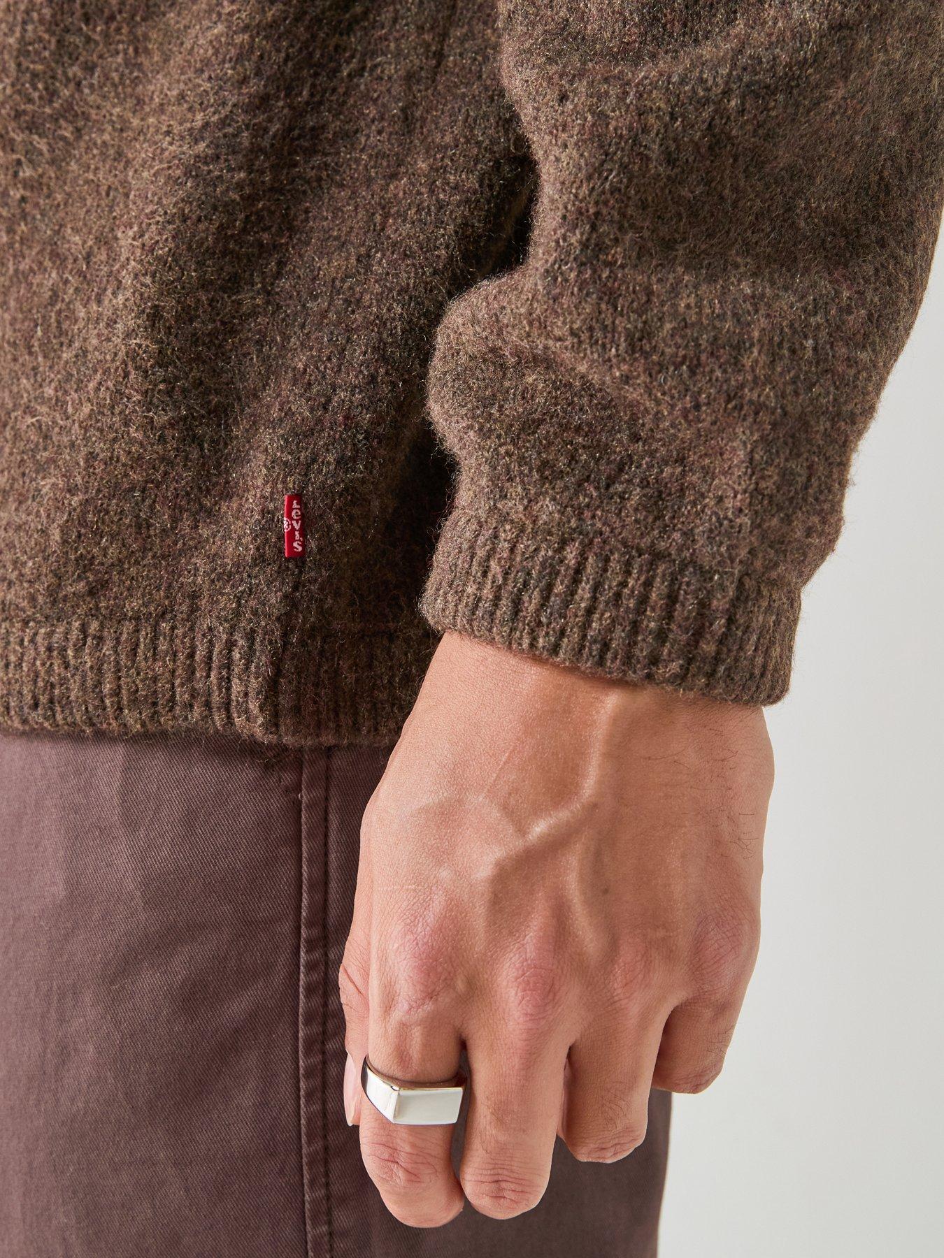 Image 5 of 6 of Levi's Mens Boulder Collared 1/4 Zip Wool Blend Jumper - Brown