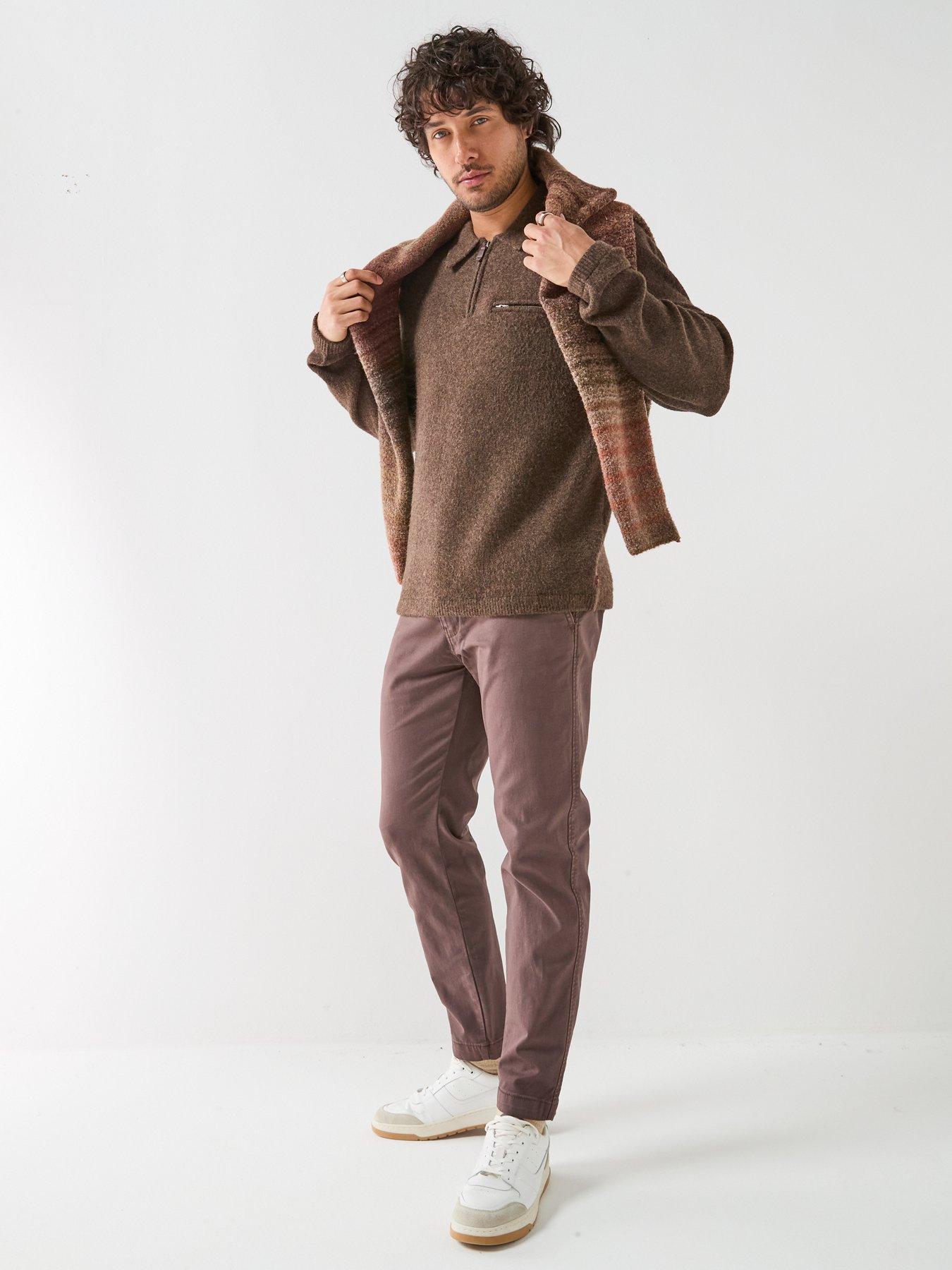 Image 6 of 6 of Levi's Mens Boulder Collared 1/4 Zip Wool Blend Jumper - Brown