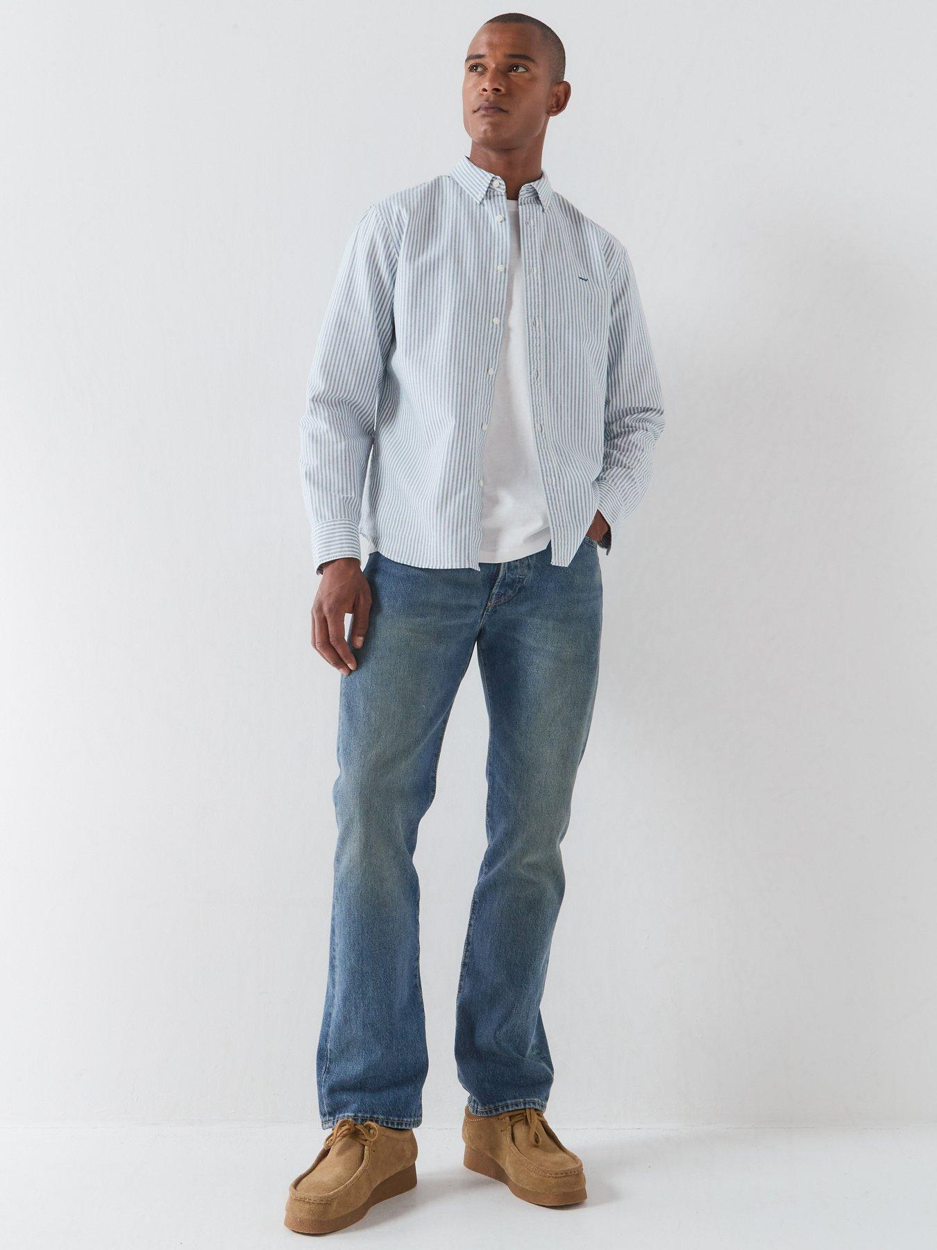 Image 3 of 6 of Levi's Authentic Button Down Striped Long Sleeve Shirt - White