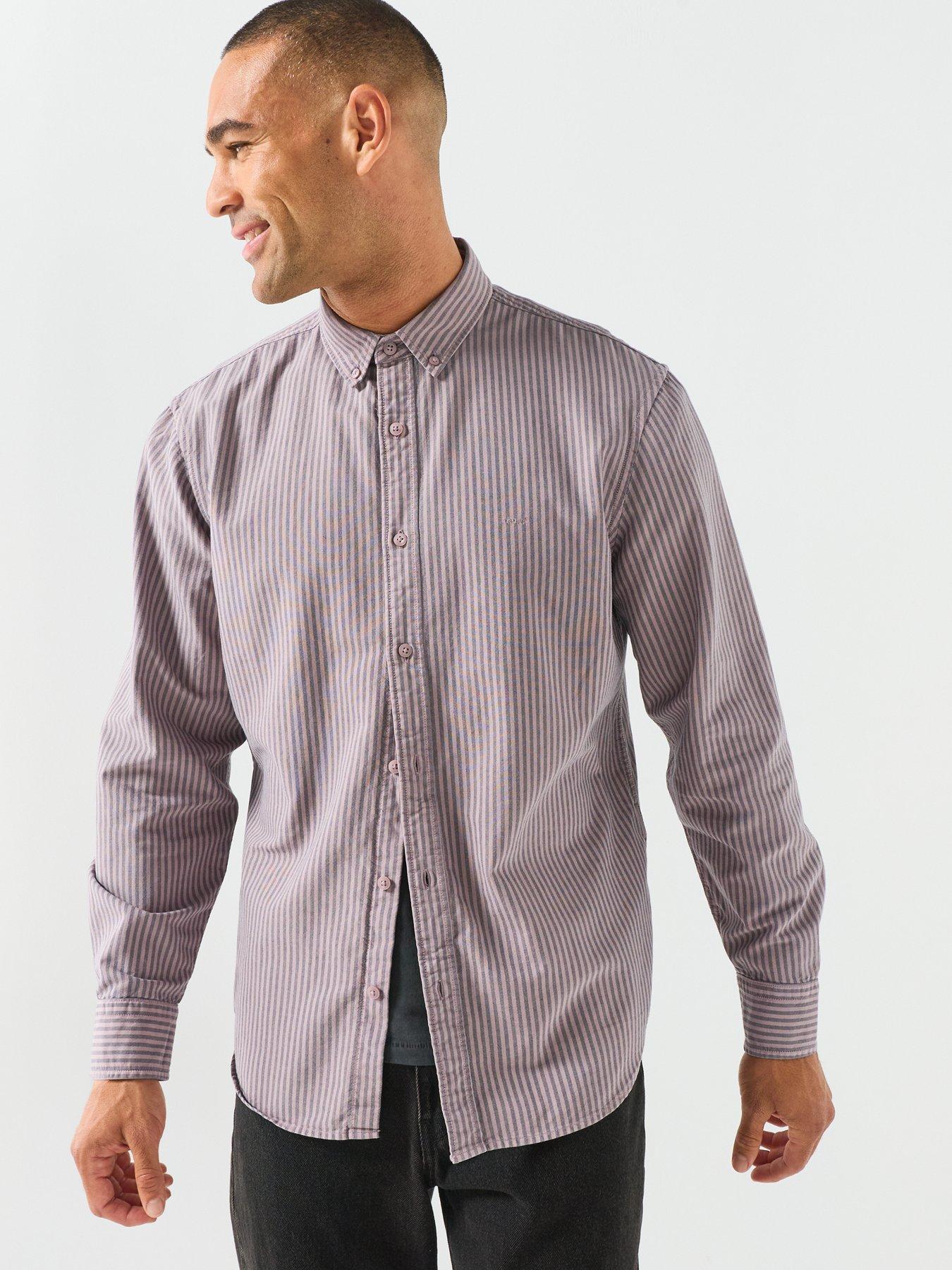 Image 6 of 6 of Levi's Levi's Authentic Button Down Striped Long Sleeve Shirt - Red