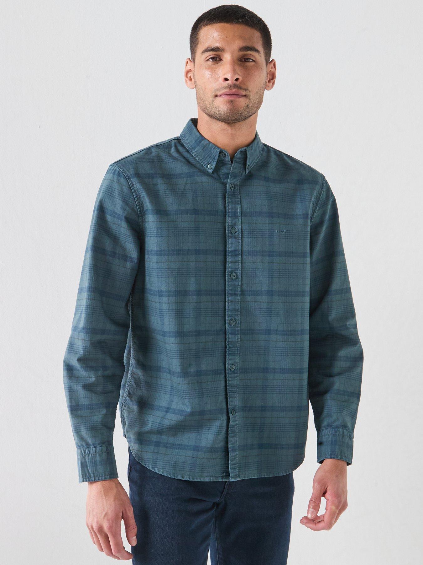 Image 1 of 6 of Levi's Men's Authentic Button-Down Checked Oxford Shirt - Dark Blue