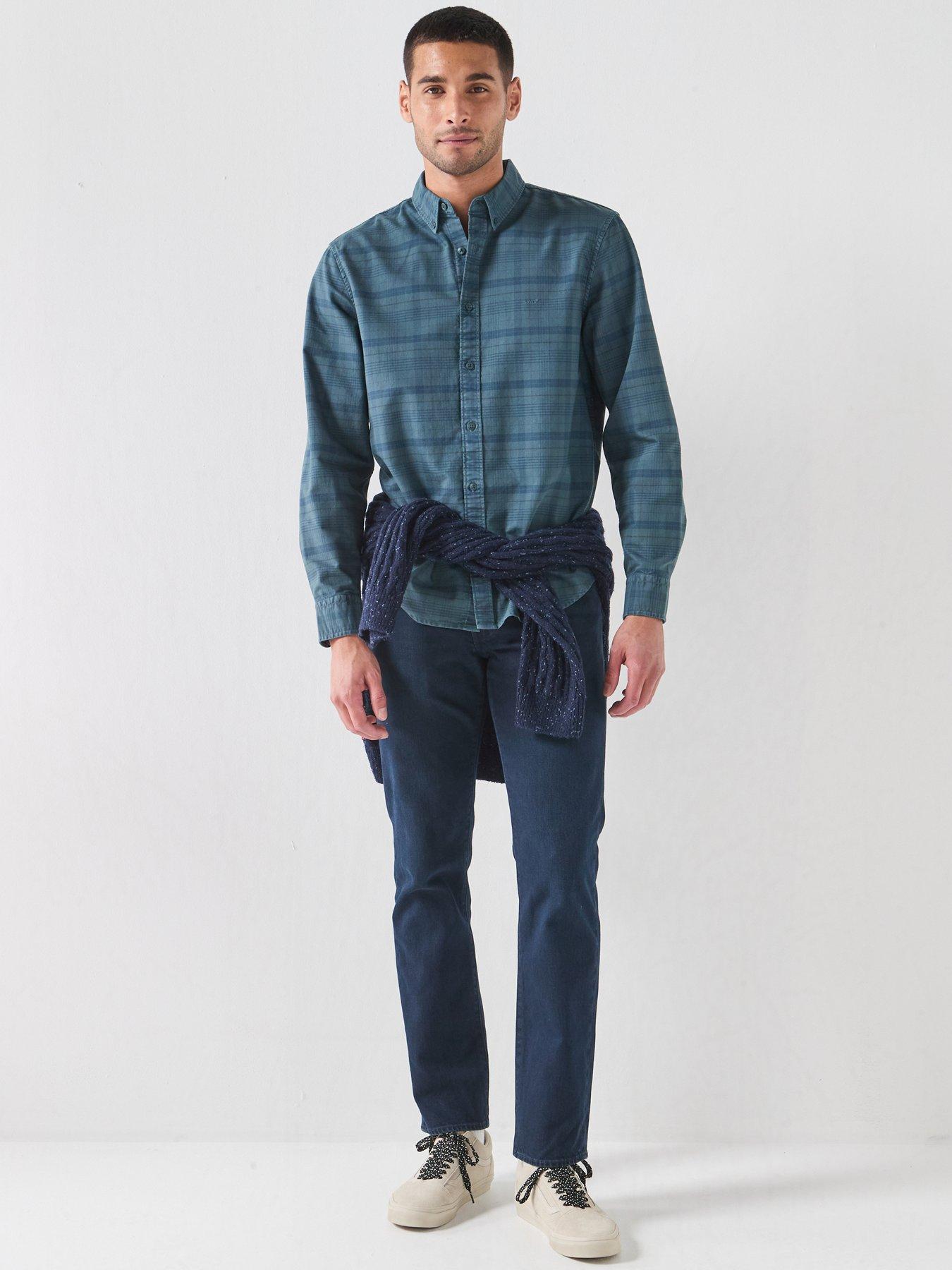 Image 3 of 6 of Levi's Men's Authentic Button-Down Checked Oxford Shirt - Dark Blue