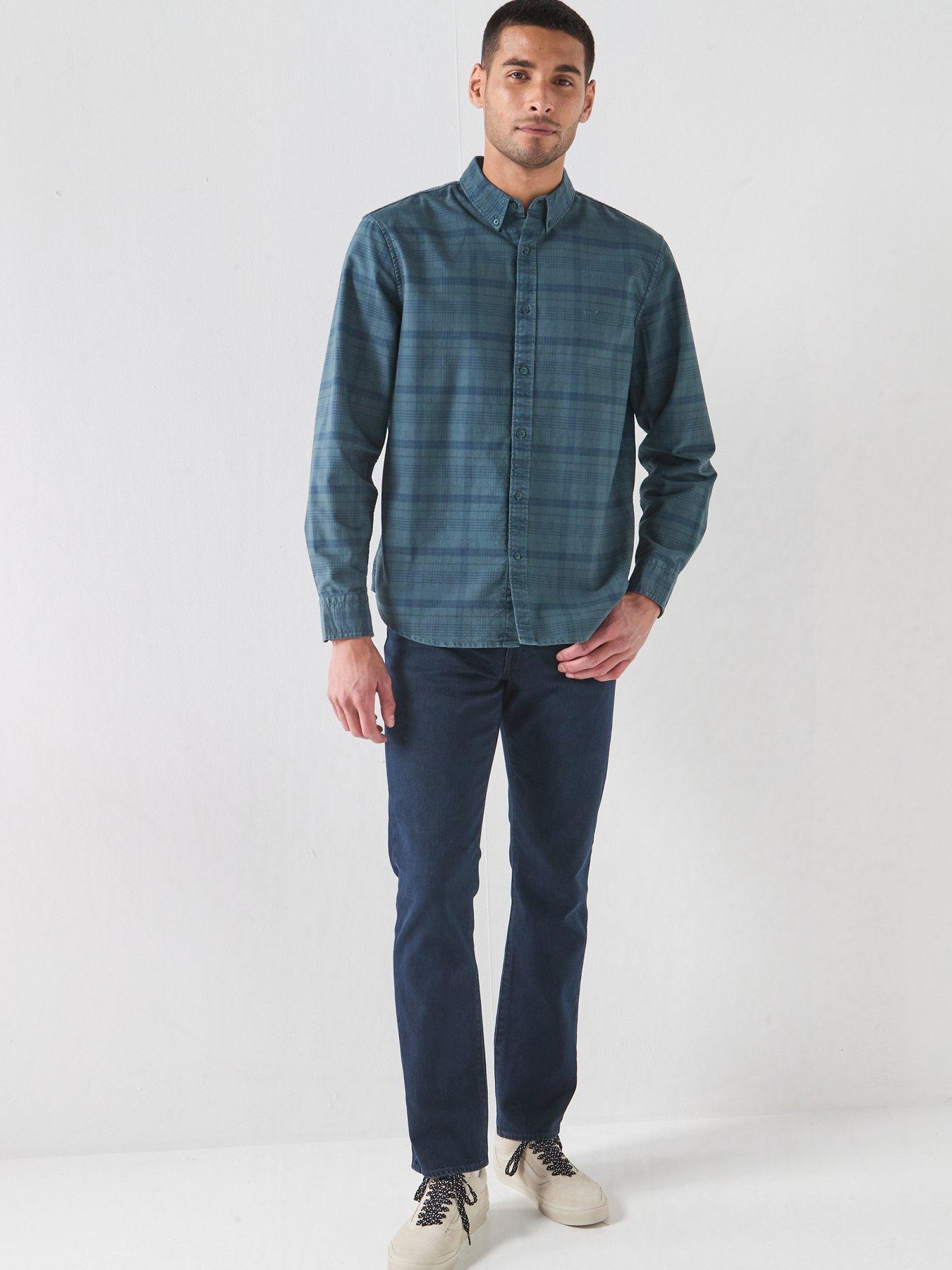 Image 4 of 6 of Levi's Men's Authentic Button-Down Checked Oxford Shirt - Dark Blue