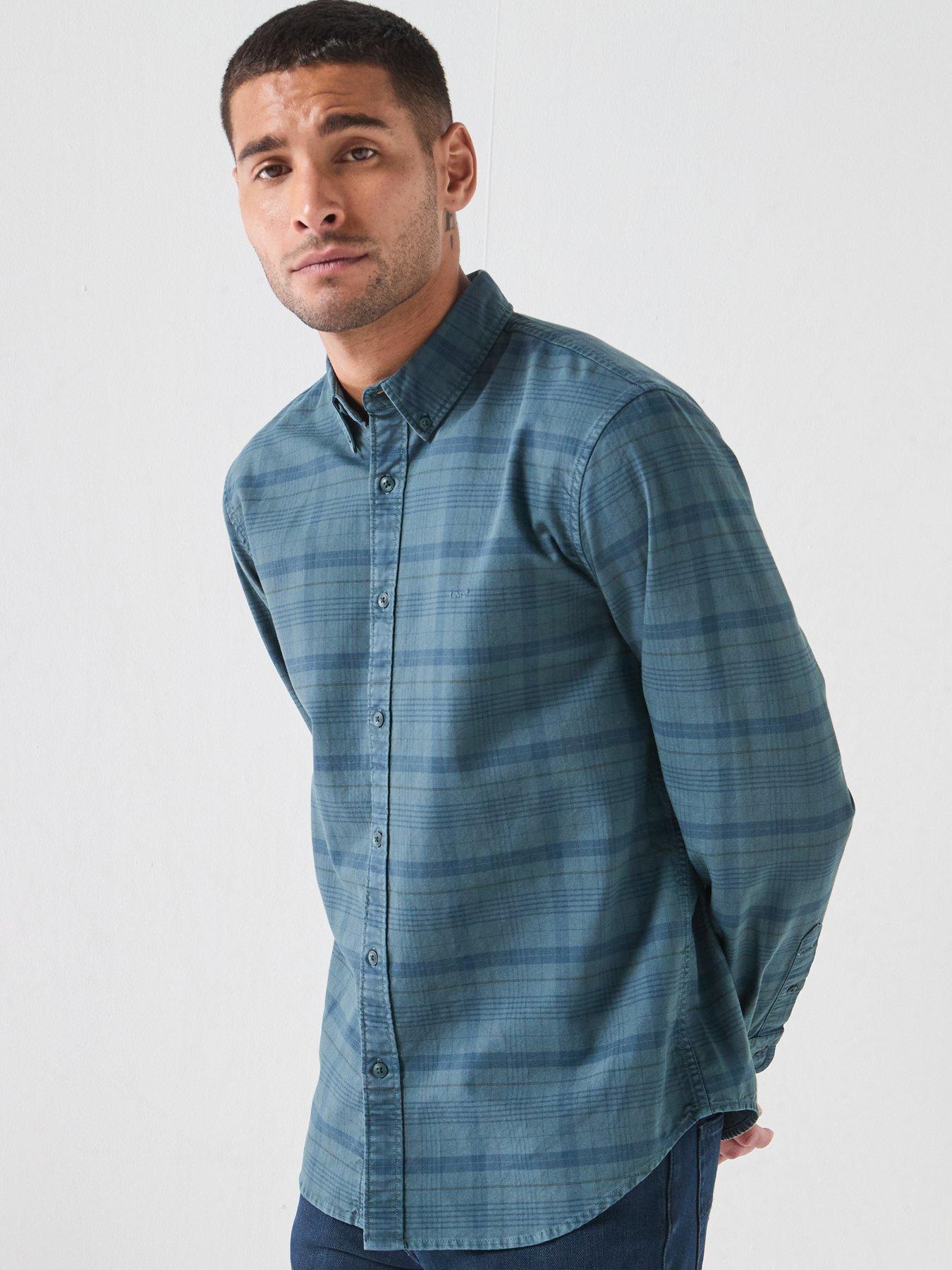 Image 5 of 6 of Levi's Men's Authentic Button-Down Checked Oxford Shirt - Dark Blue