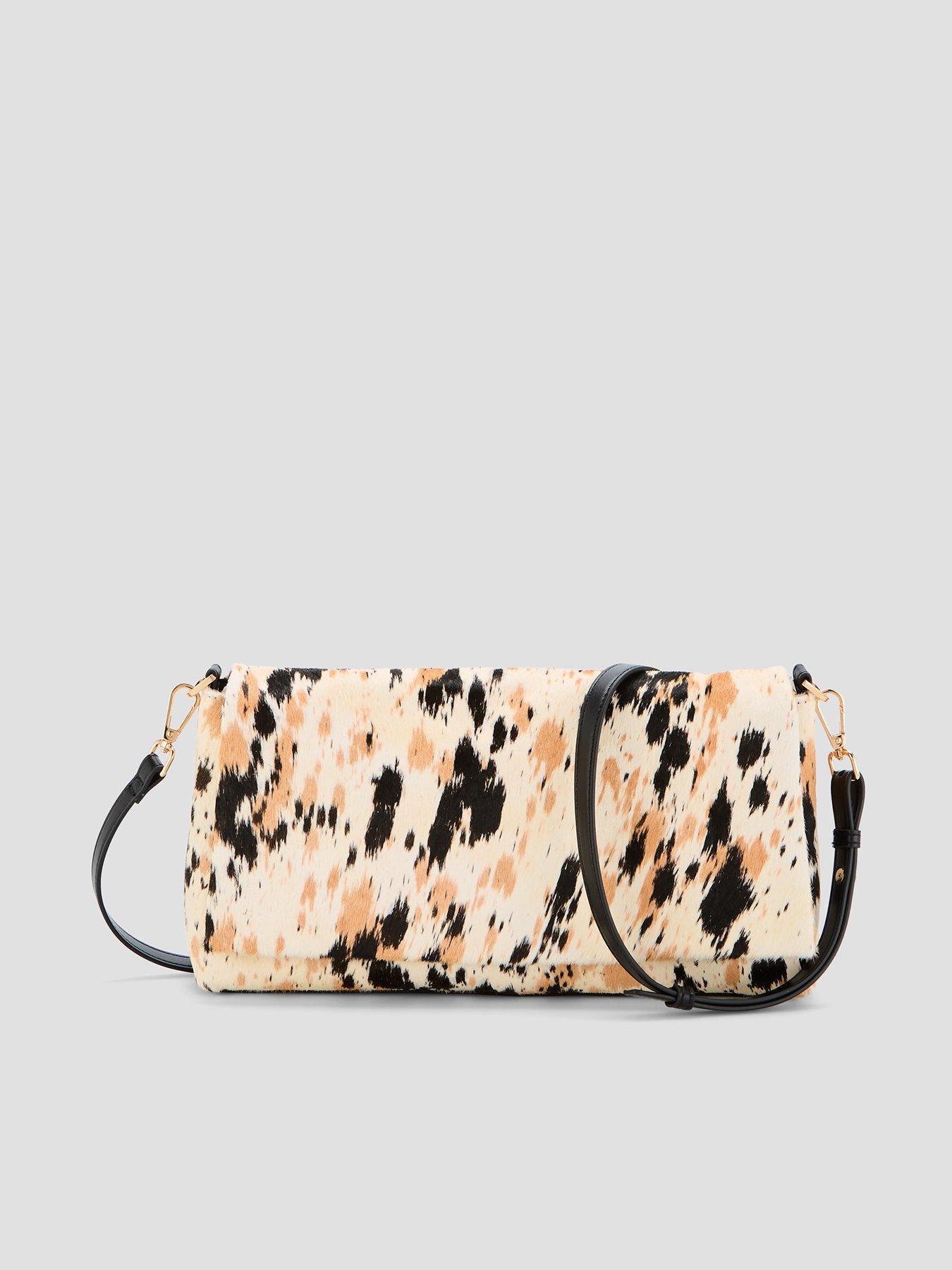 The Very Collection Cow Print Foldover Clutch Bag - Multi