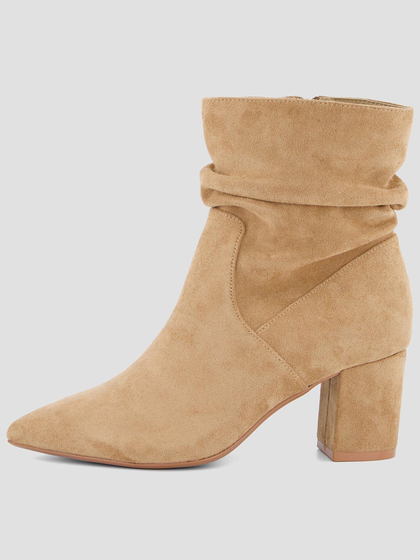 Image 1 of 7 of The Very Collection Slouch Ankle Boot With Block Heel - Taupe