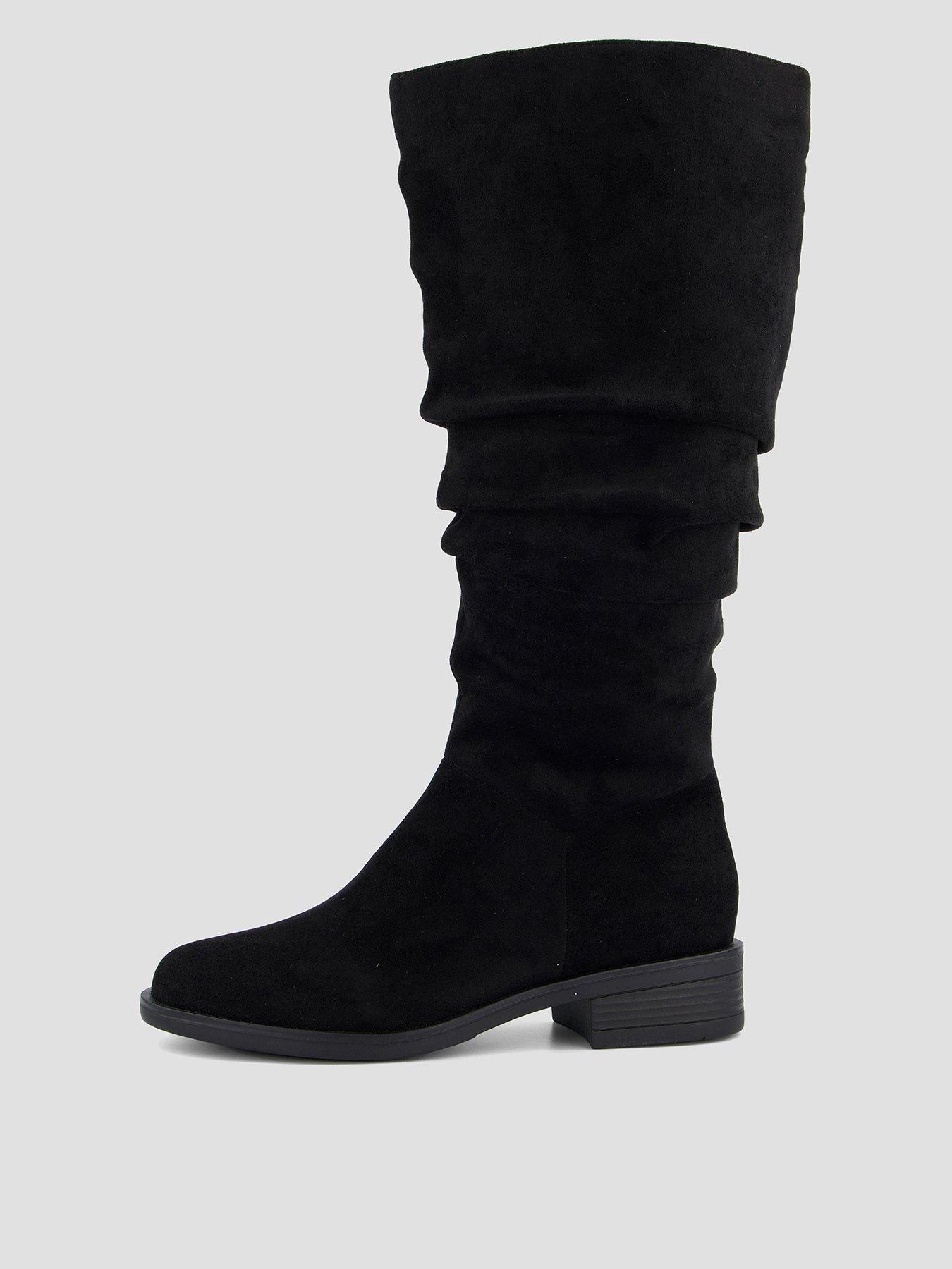 The Very Collection Comfort Slouch Knee High Boots with Wider Fit Calf - Black