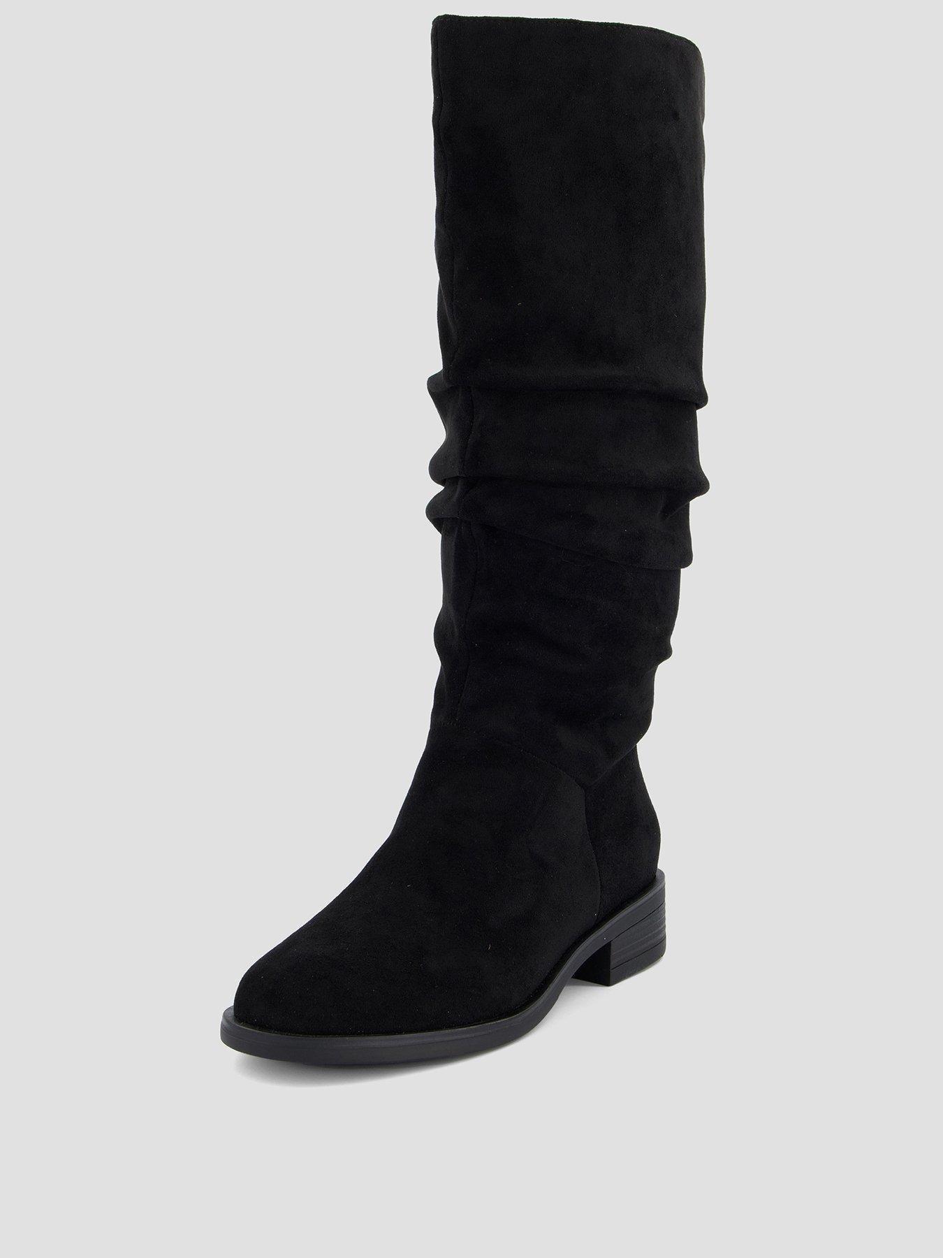 Image 2 of 8 of The Very Collection Comfort Slouch Knee High Boots with Wider Fit Calf - Black