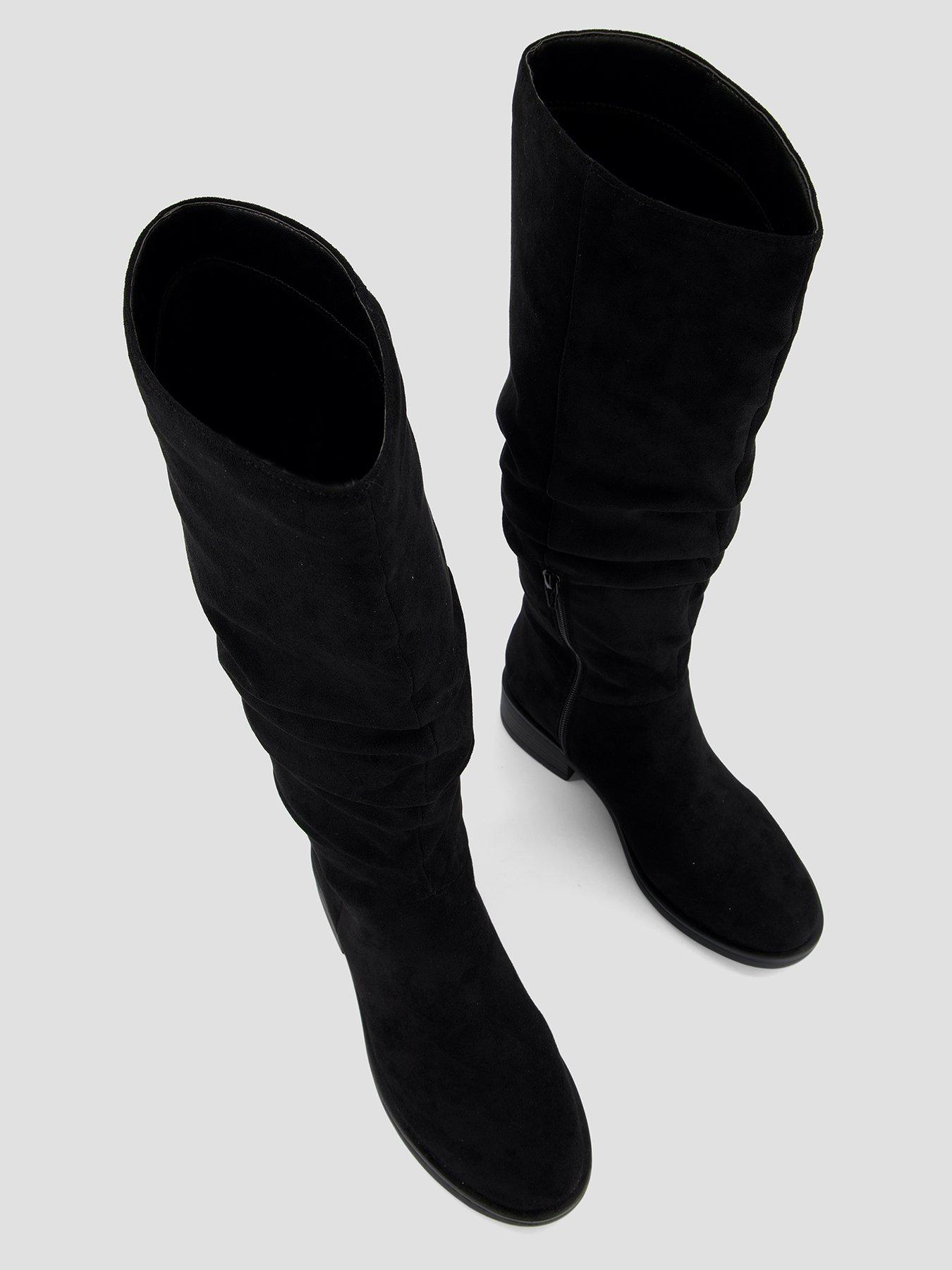 Image 4 of 8 of The Very Collection Comfort Slouch Knee High Boots with Wider Fit Calf - Black