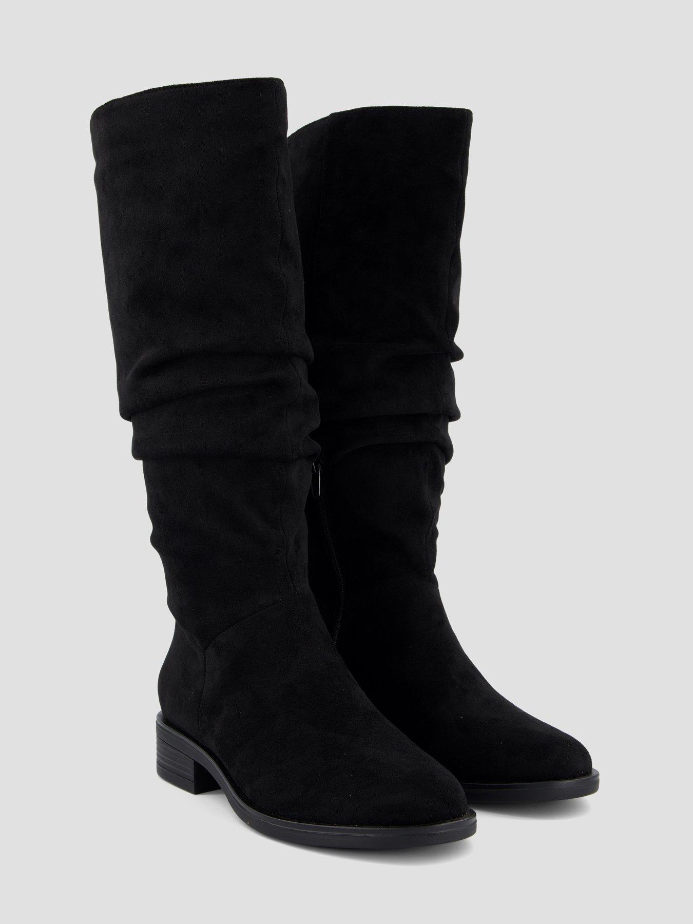 Image 7 of 8 of The Very Collection Comfort Slouch Knee High Boots with Wider Fit Calf - Black