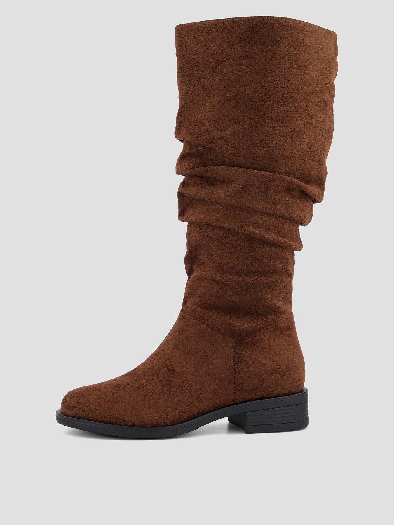 The Very Collection Comfort Slouch Knee High Boots with Wider Fit Calf - Brown