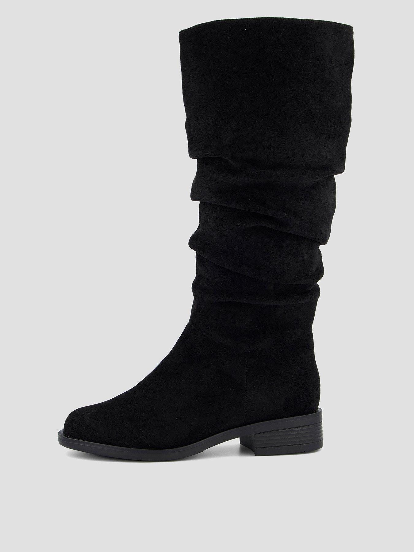 The Very Collection Wide Fit Comfort Slouch Knee High Boots with Wider Fit Calf - Black