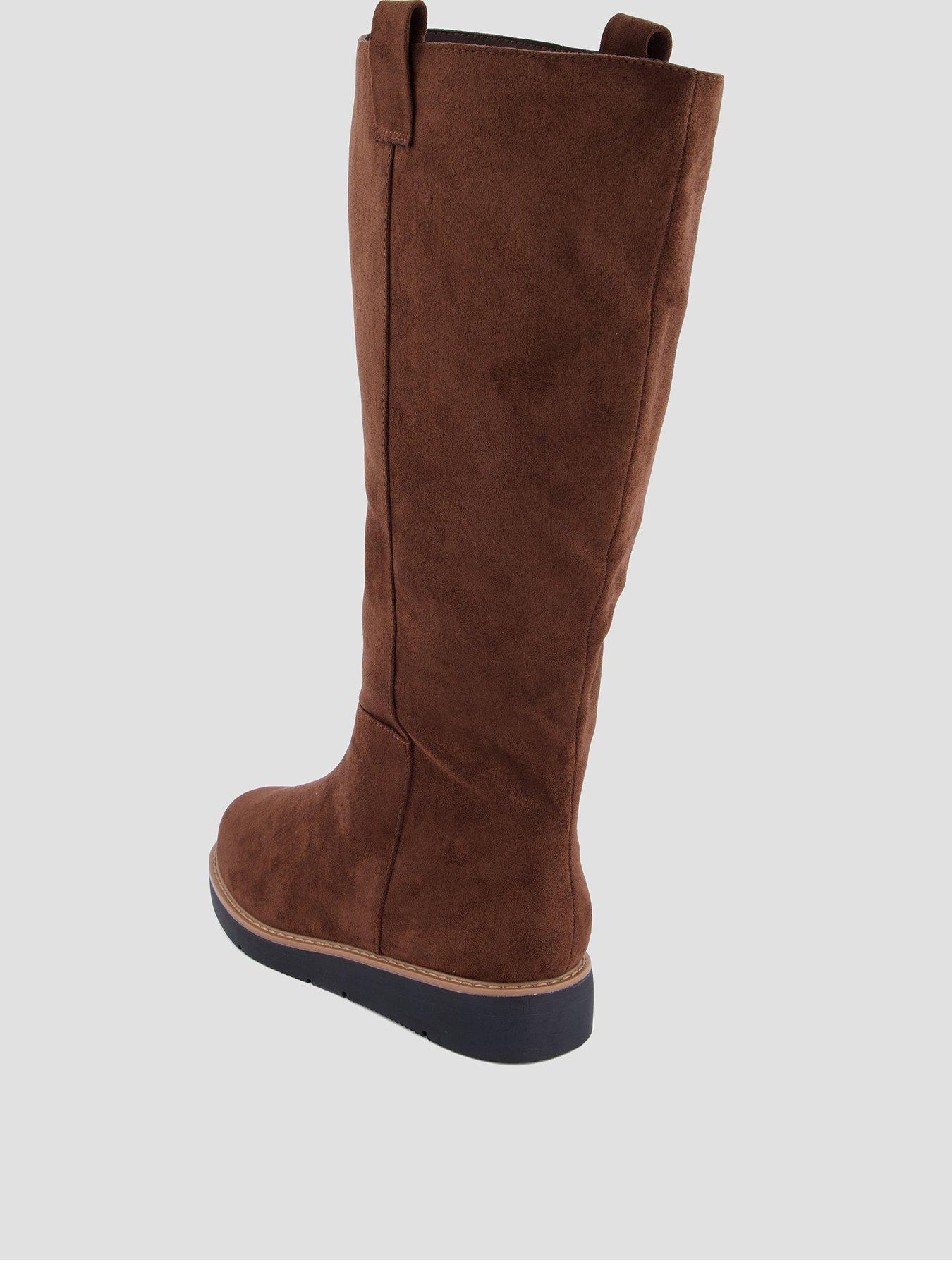 Image 3 of 8 of The Very Collection Wide Fit Flatform Knee Boot With Wider Calf - Brown