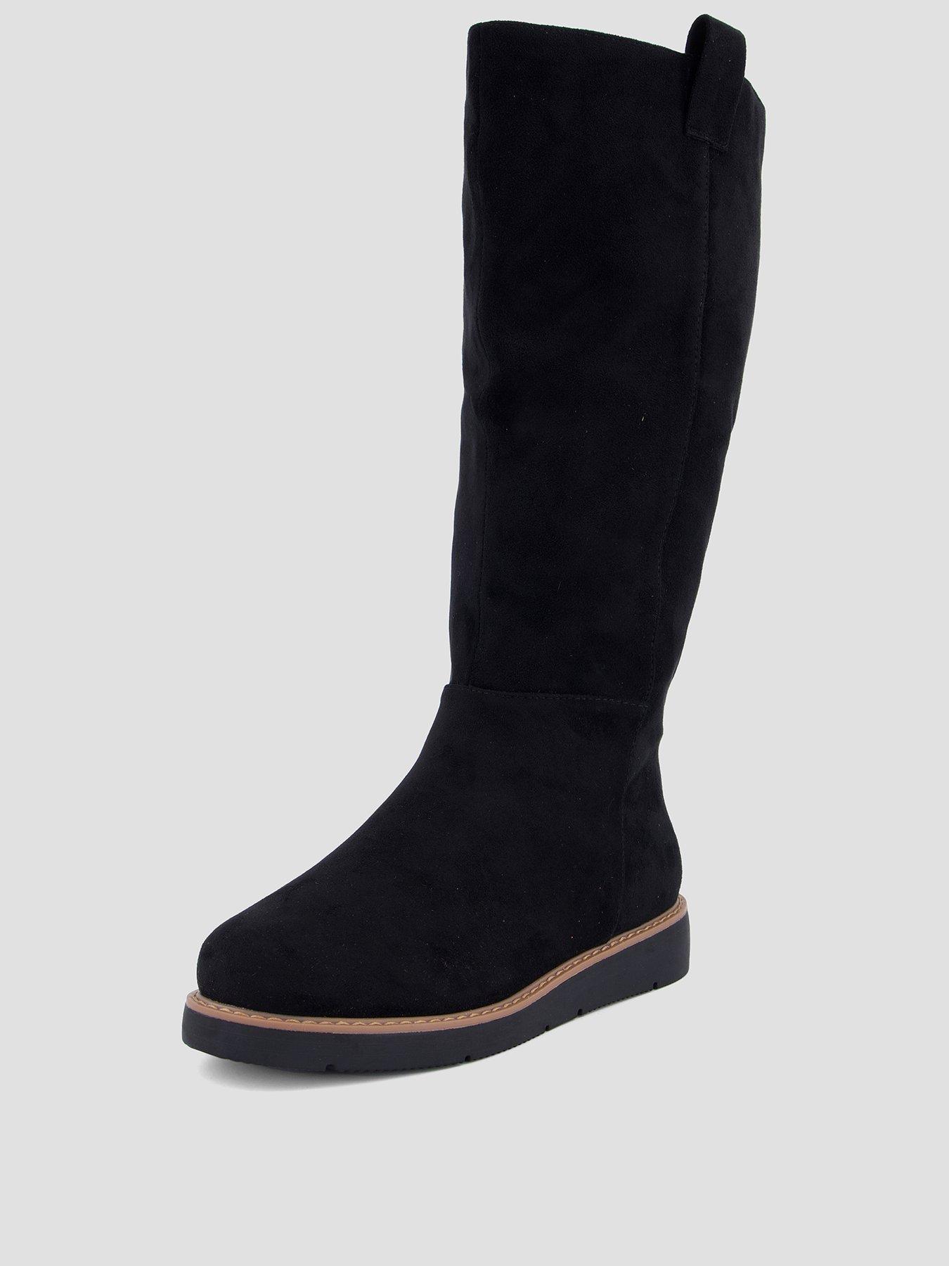 Image 2 of 8 of The Very Collection Wide Fit Flatform Knee Boot With Wider Calf - Black