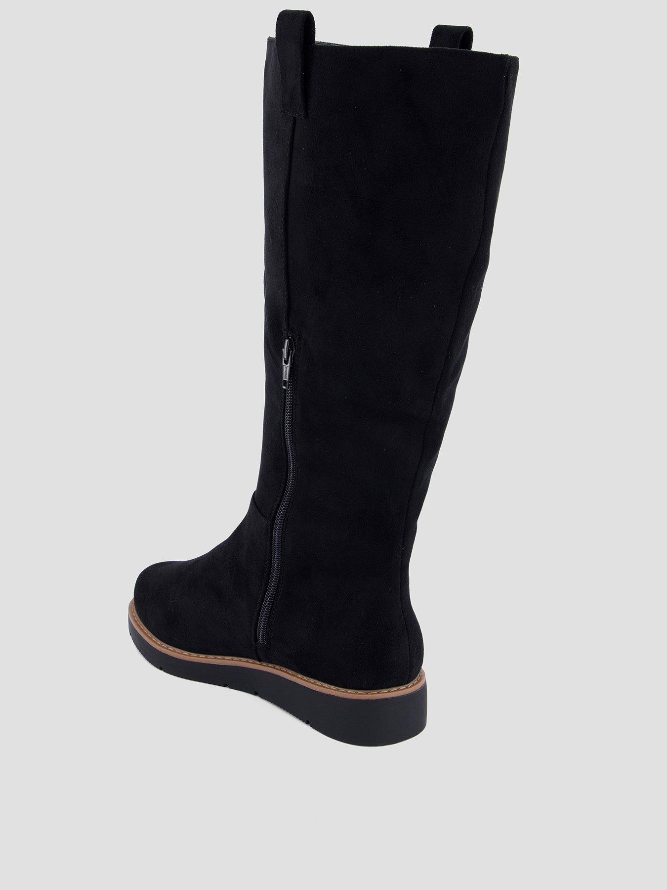Image 3 of 8 of The Very Collection Wide Fit Flatform Knee Boot With Wider Calf - Black