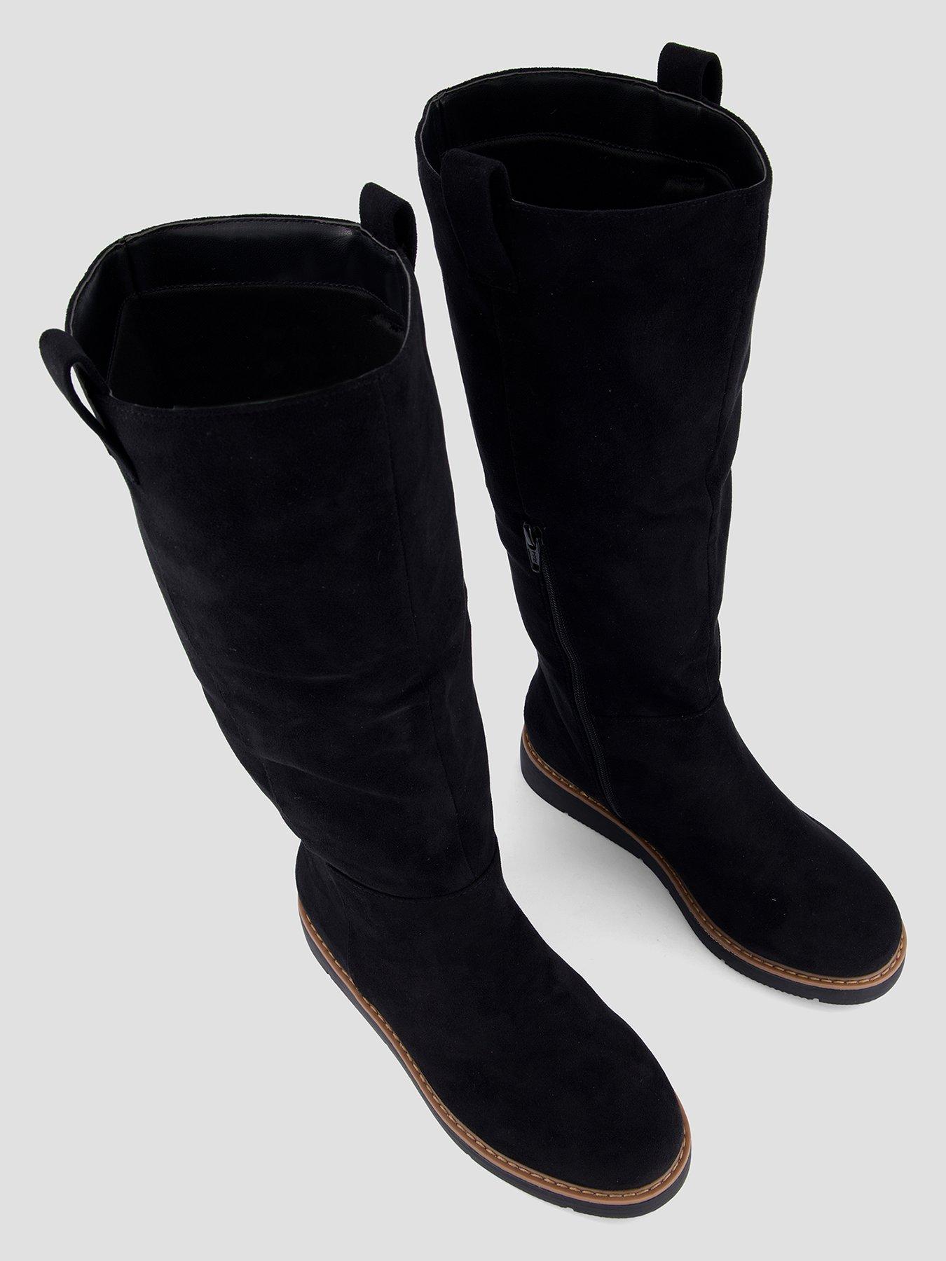 Image 4 of 8 of The Very Collection Wide Fit Flatform Knee Boot With Wider Calf - Black