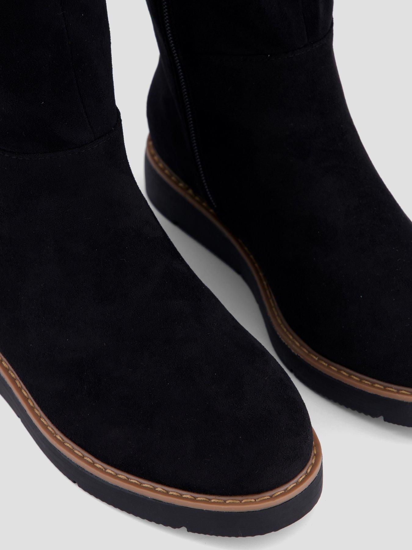 Image 6 of 8 of The Very Collection Wide Fit Flatform Knee Boot With Wider Calf - Black