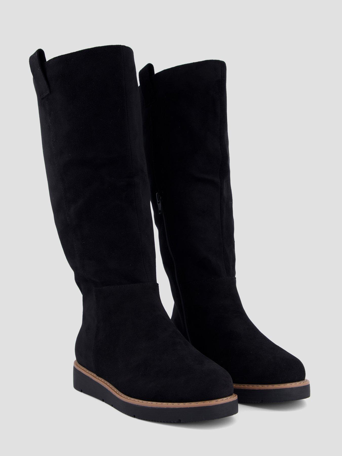 Image 7 of 8 of The Very Collection Wide Fit Flatform Knee Boot With Wider Calf - Black