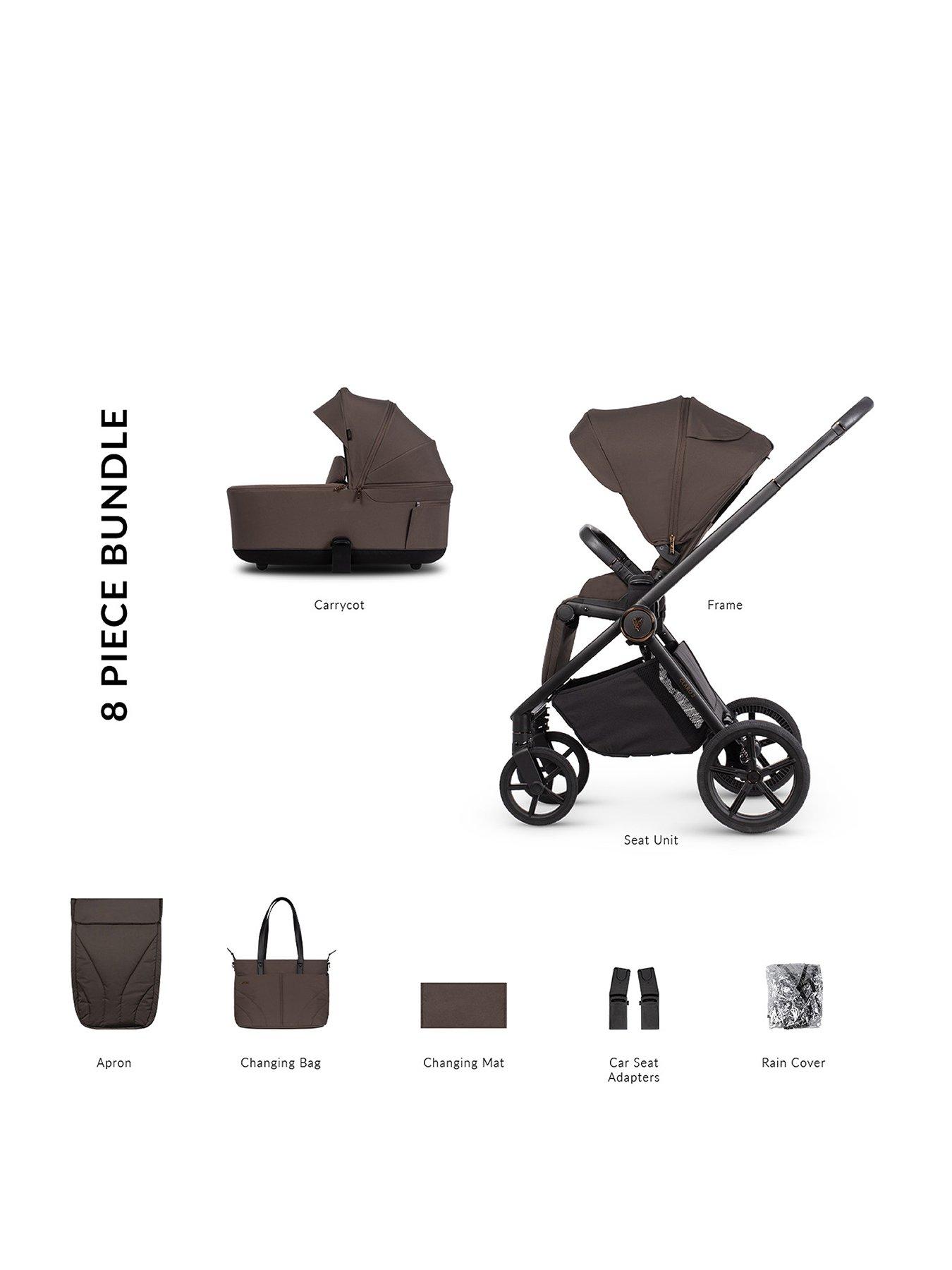 front image of venicci-claro-2-2in1-pushchair-bundle-inc-adapters-chocolate