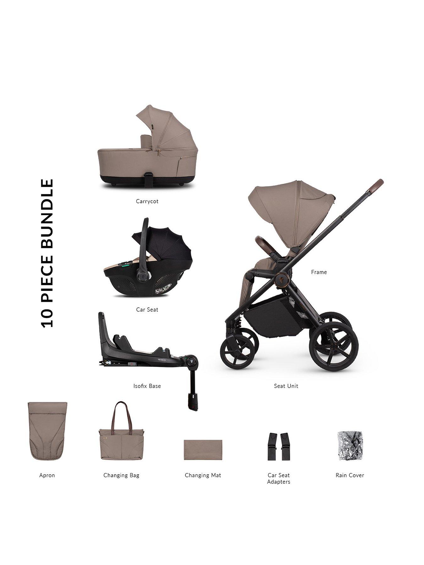 Venicci Claro 2 - 4in1 Pushchair Bundle Tiago Beige Car Seat and 360 Base - Almond