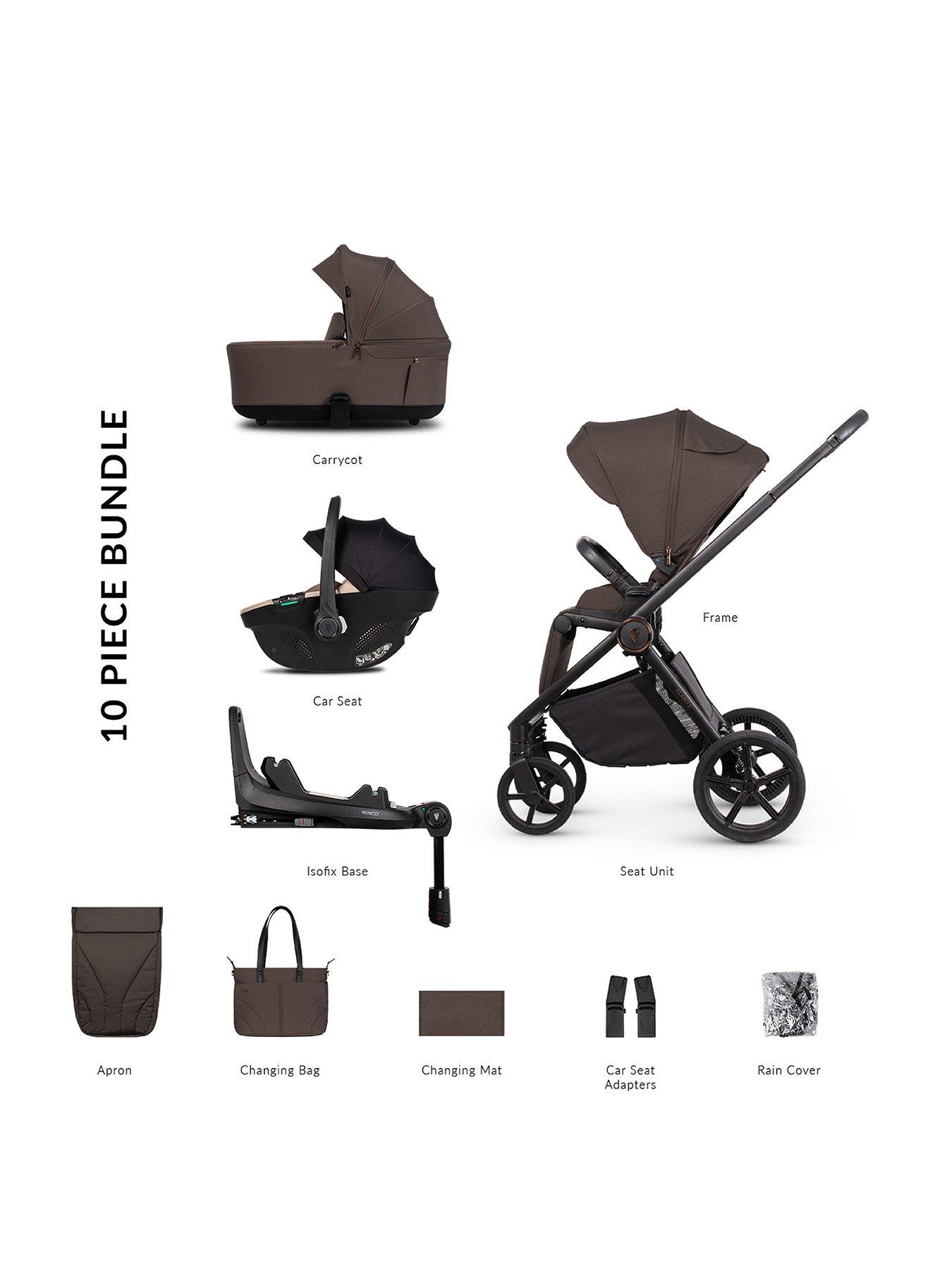 Venicci Claro 2 - 4in1 Pushchair Bundle Tiago Beige Car Seat and 360 Base - Chocolate