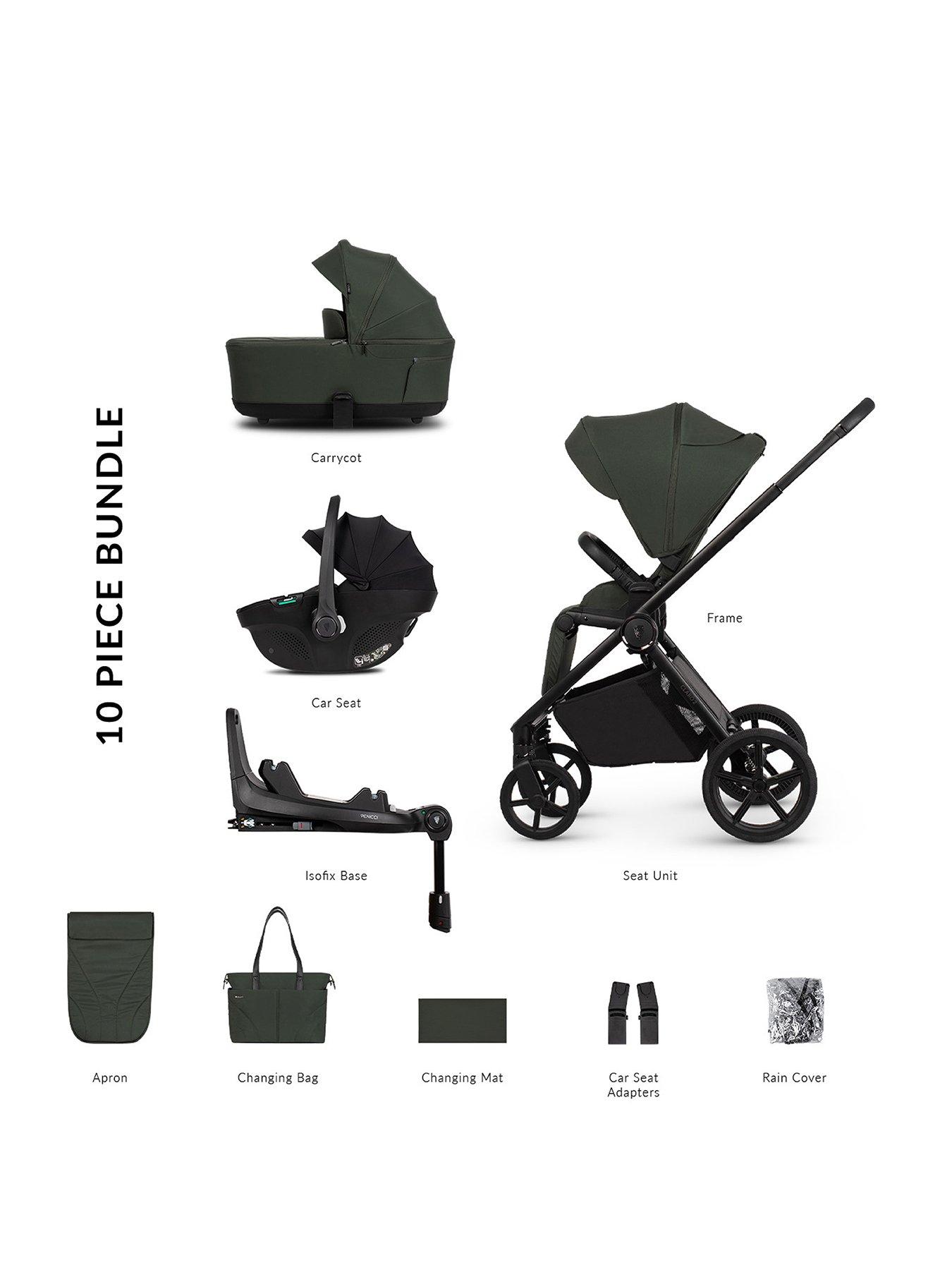 Venicci Claro 2 - 4in1 Pushchair Bundle Tiago Black Car Seat and 360 Base - Forest